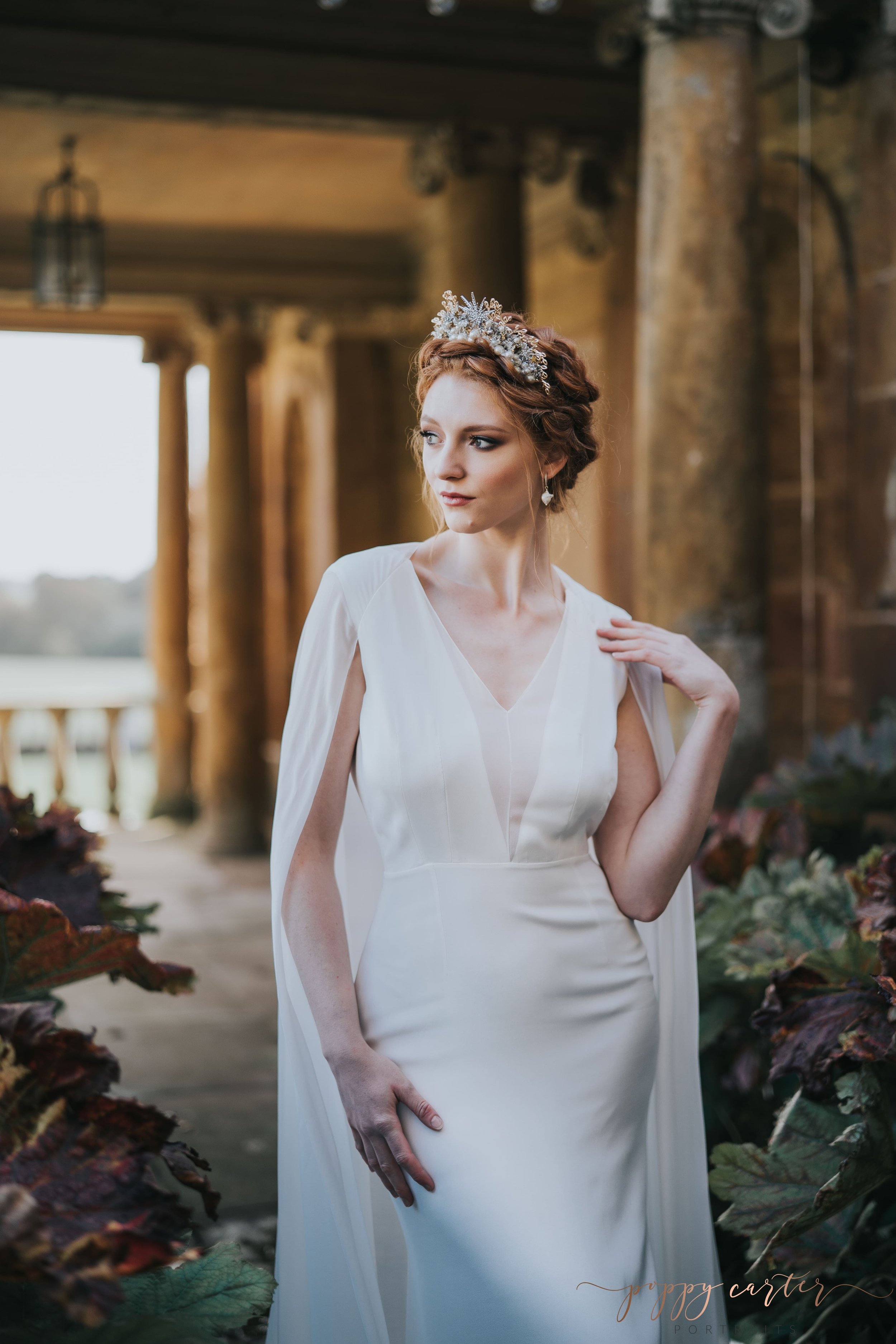 Elegant bride with head crown