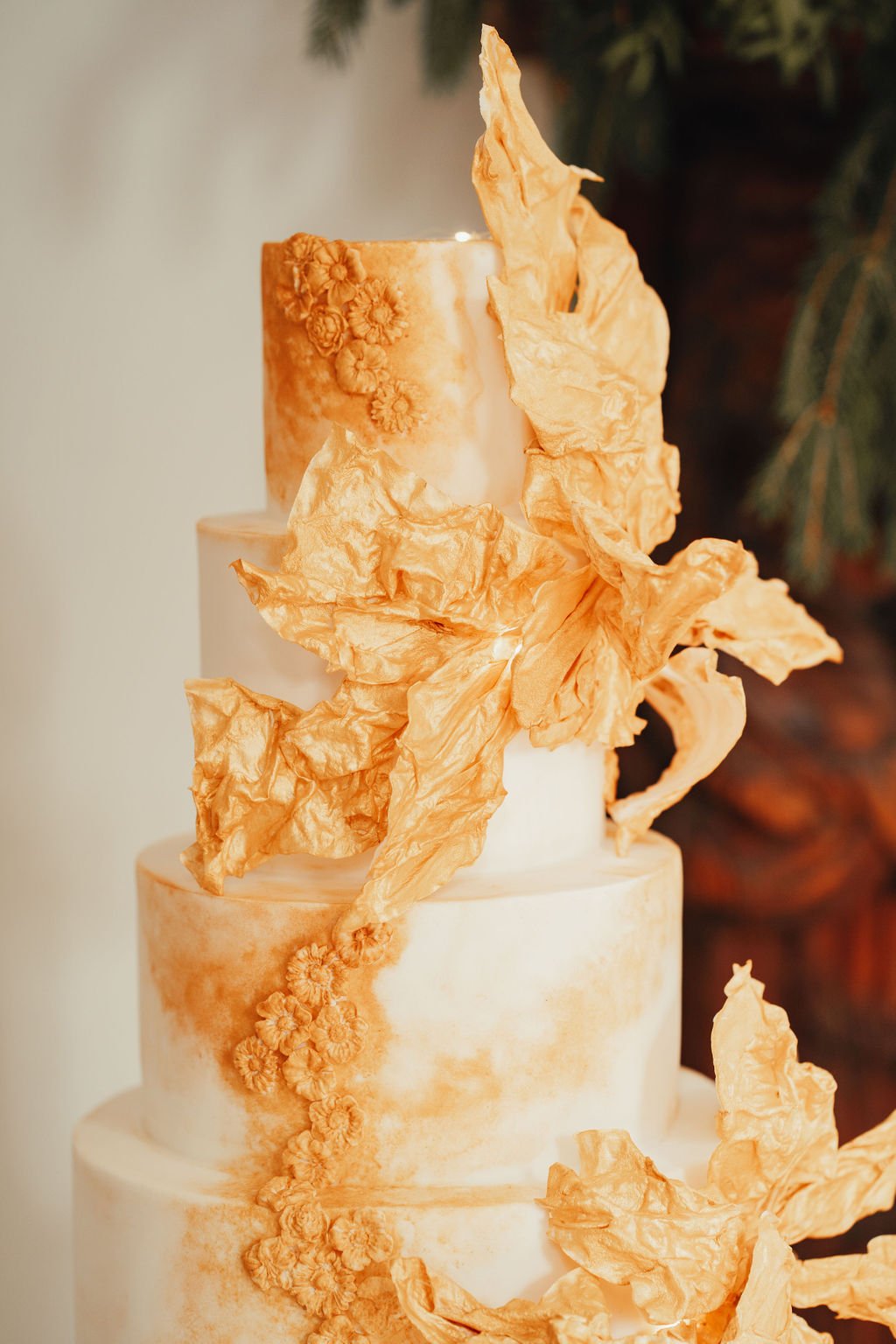 Statement gold wedding cake