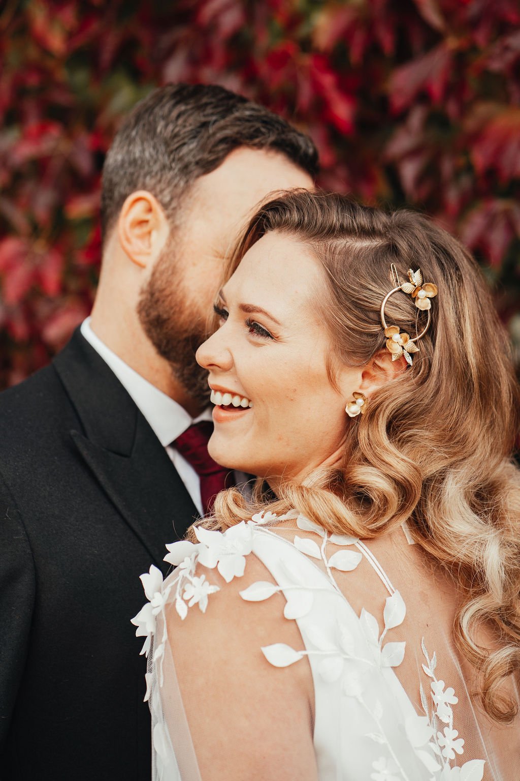 Bride and groom portrait at Cornwell Manor