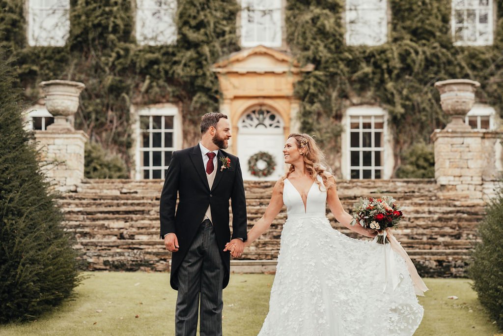 Bride and groom at Cornwell Manor