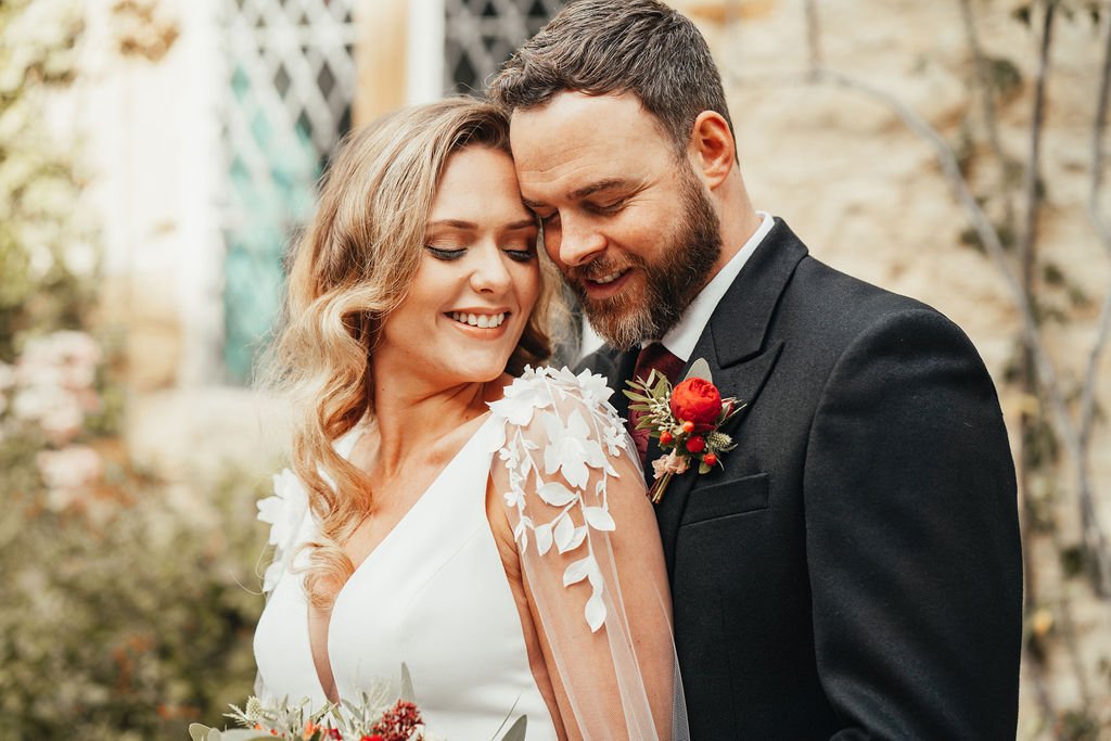 Bride and groom portrait at Cornwell Manor