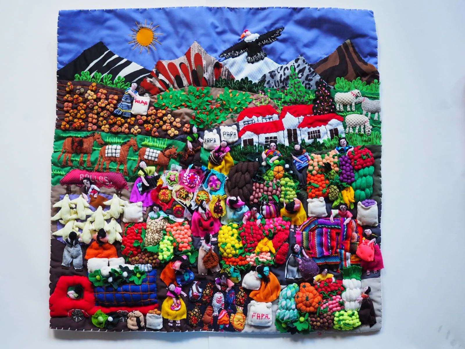 Market Handmade Peruvian Arpillera Wall Art
