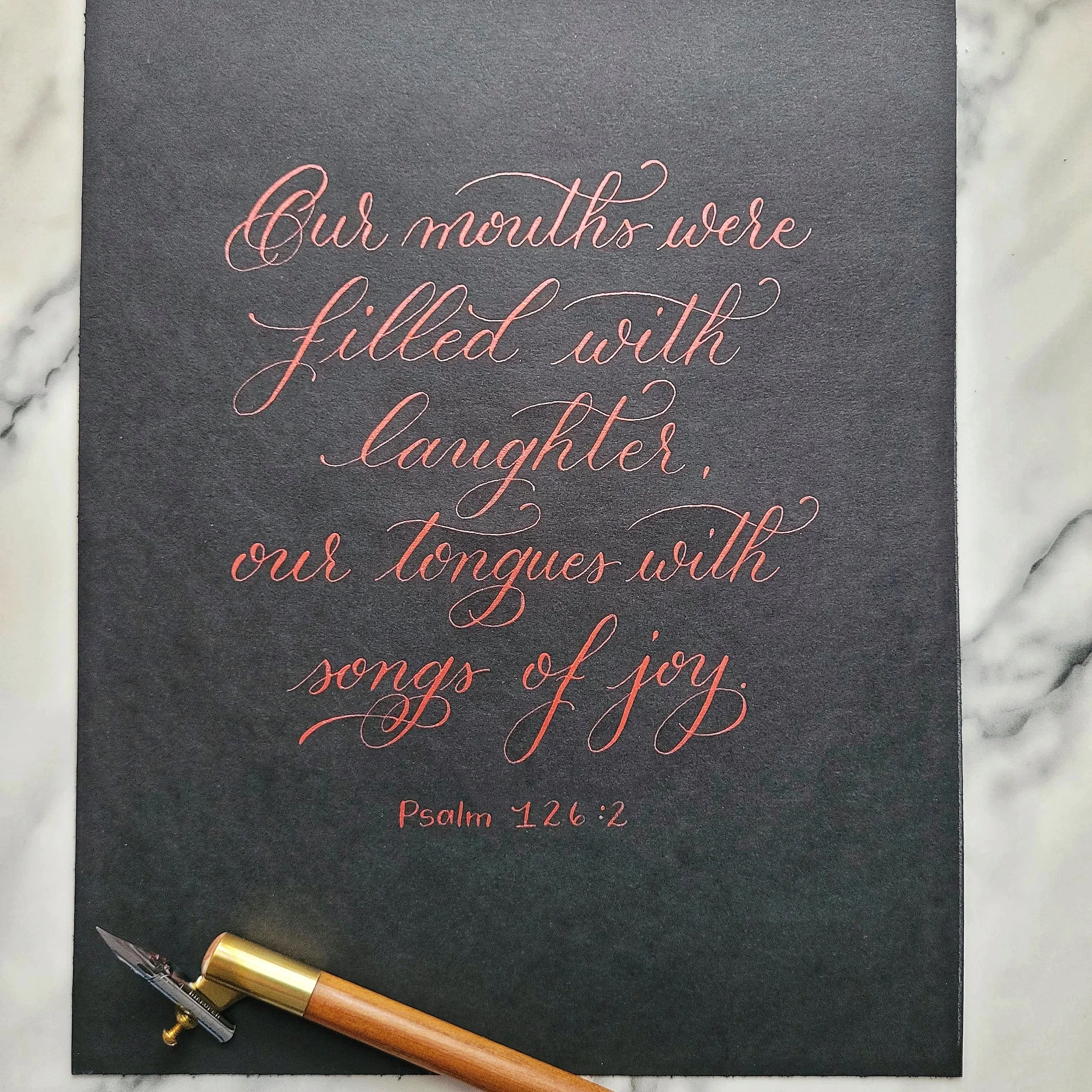 Custom pointed pen calligraphy piece.