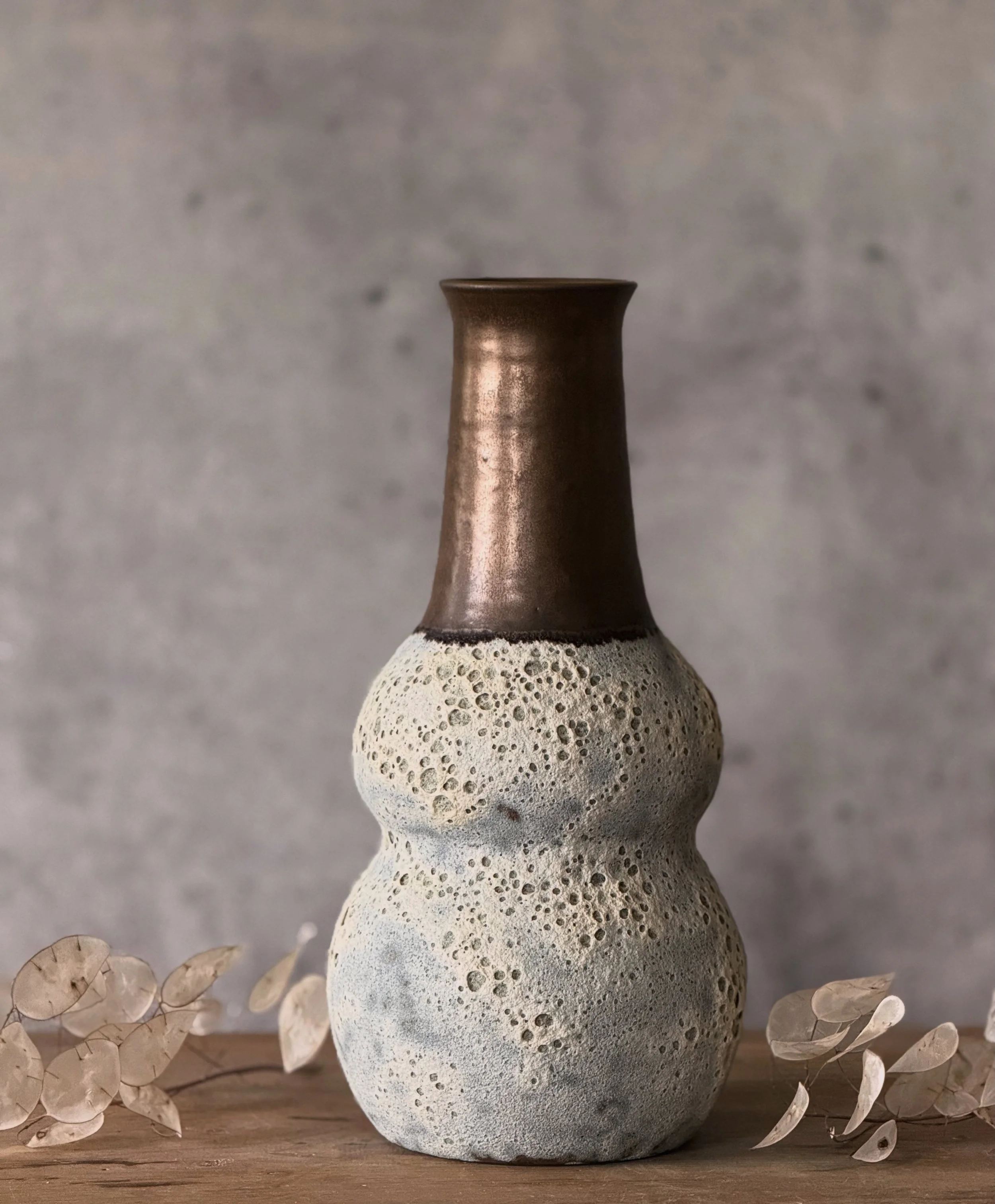 Tall Lava & Gold Vase