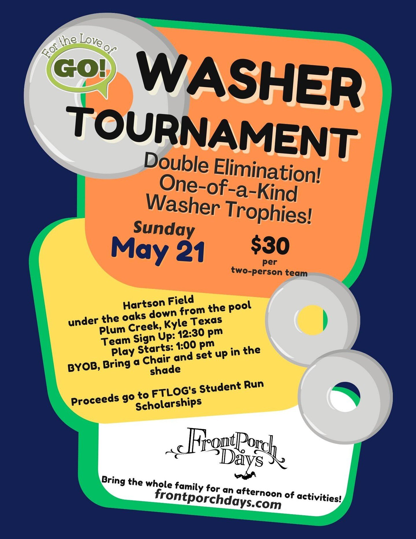 Come see us at the Washer Tournament tomorrow!