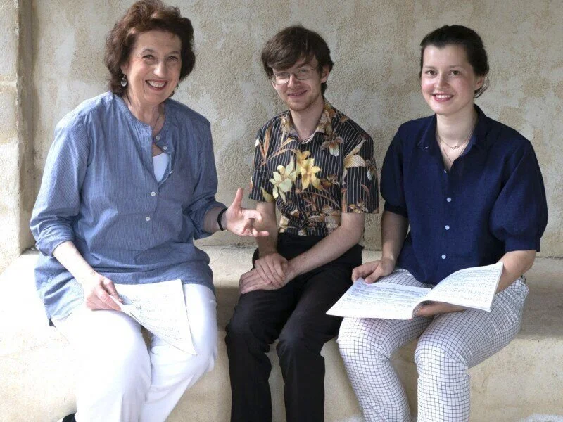 Imogen Cooper Music Trust Imogen Cooper, Dominic Degavino, Anna Geniushene in Provence, May 2018.jpg