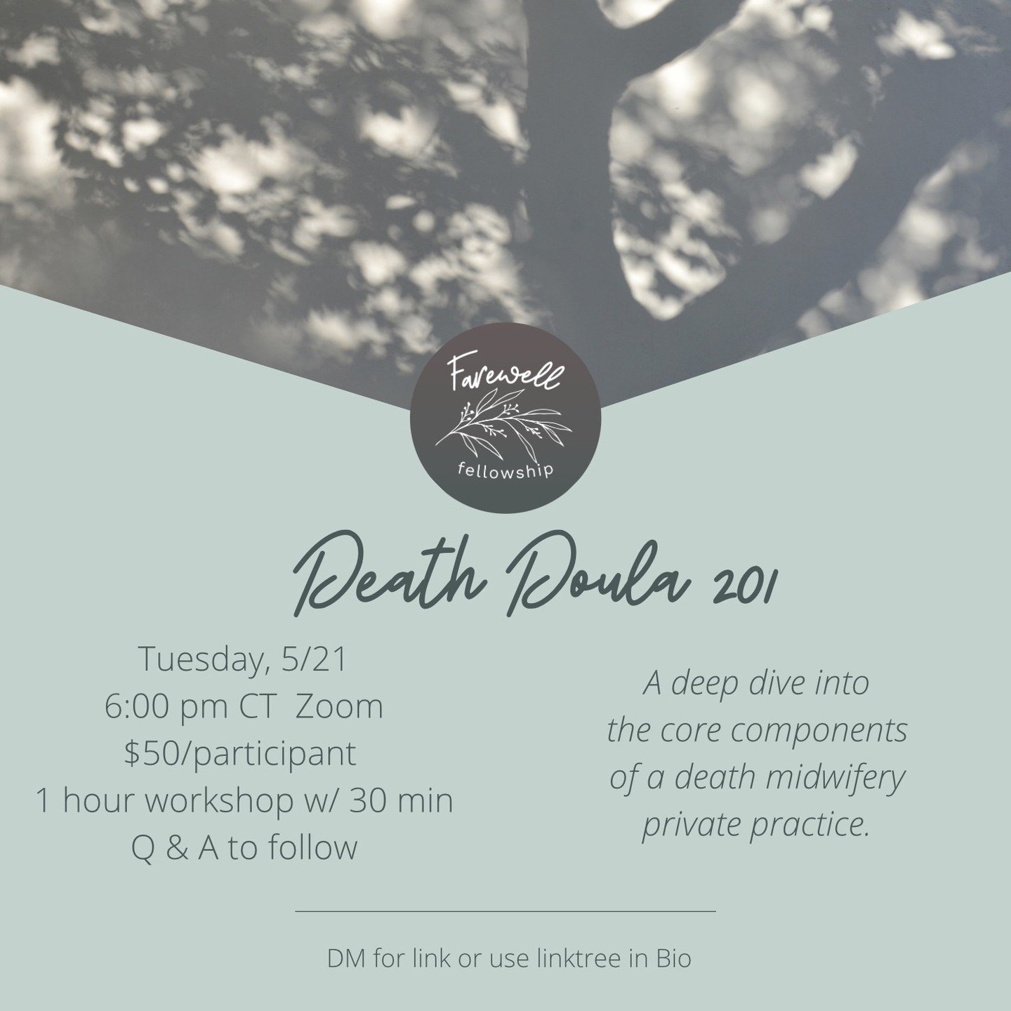 There's a few spots left for next week's Death Doula 201. These can be taken in any order so if you are curious about what death midwifery looks like in private practice, join us for this live workshop. There is currently one spot available for free 