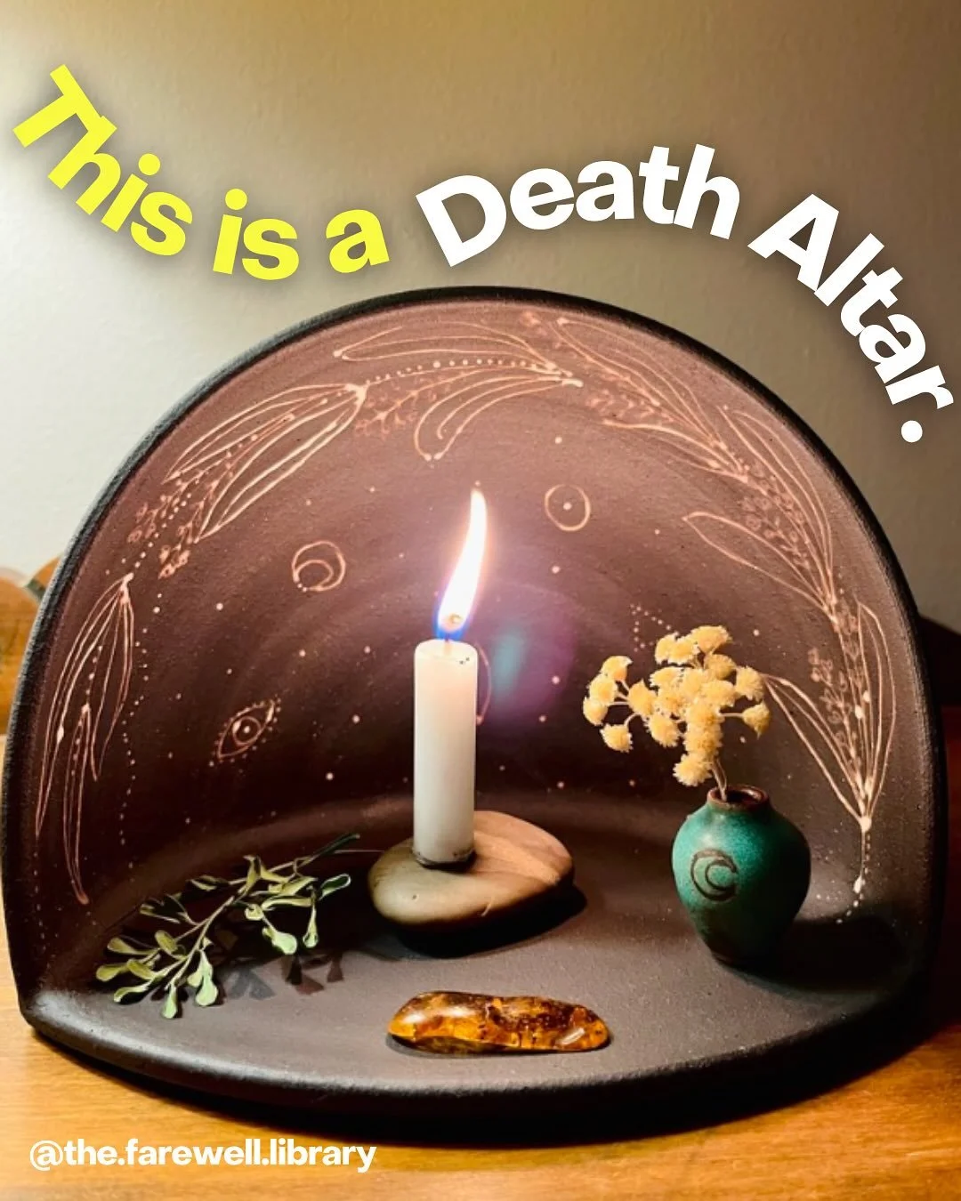 This is a death altar.

A death altar is not a display or a decoration. A death altar is a threshold portal between the living and the dead, the seen and unseen. 
Last weekend, we gathered in a working pottery studio to shape these altars by hand wit