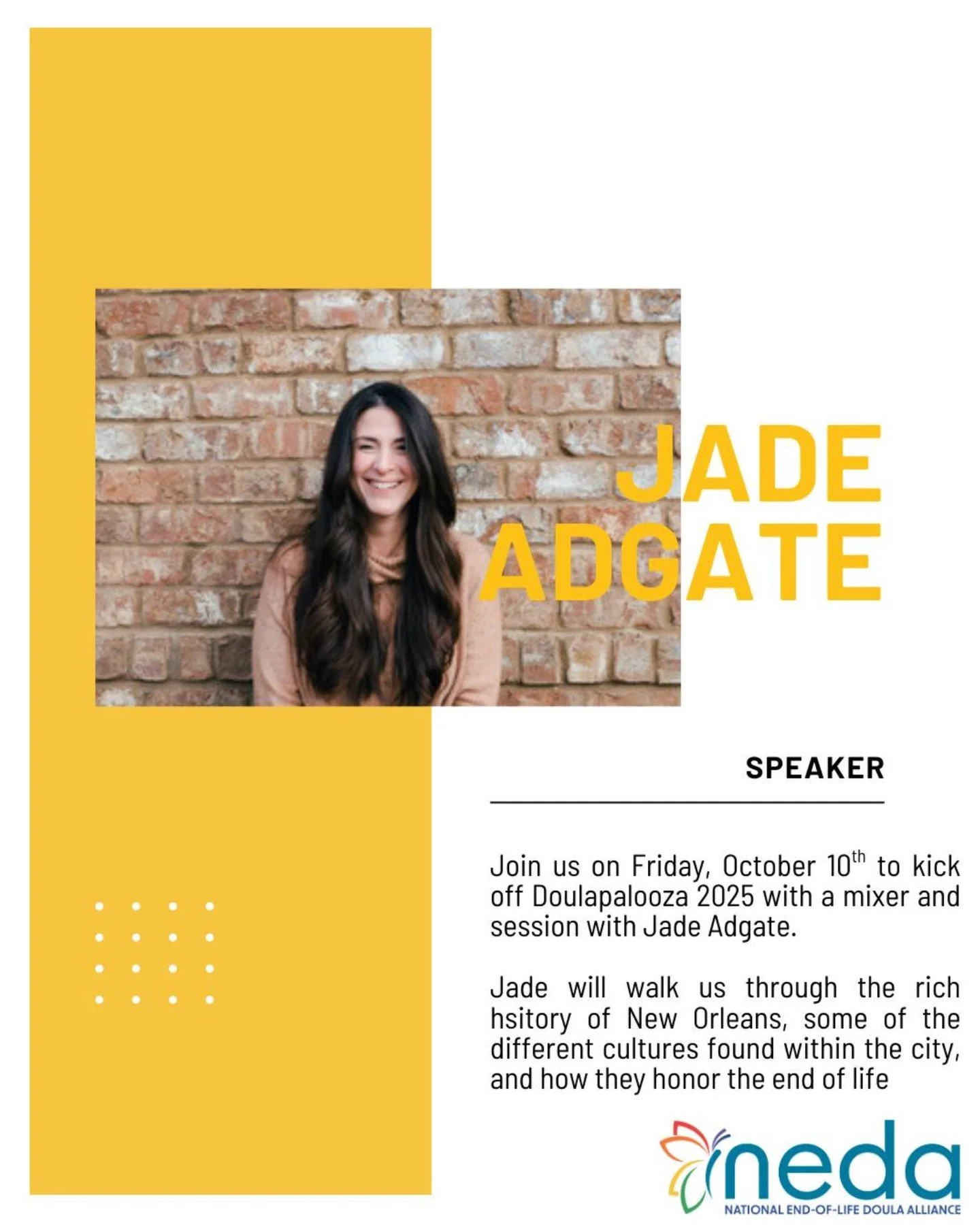 I&rsquo;m honored to be opening NEDA&rsquo;s Doulapalooza in my hometown of New Orleans with a session called &quot;Where the River Meets the Grave&quot;.

New Orleans has braided my deathwork with three lessons:
🌊 death &amp; grief belong out in th
