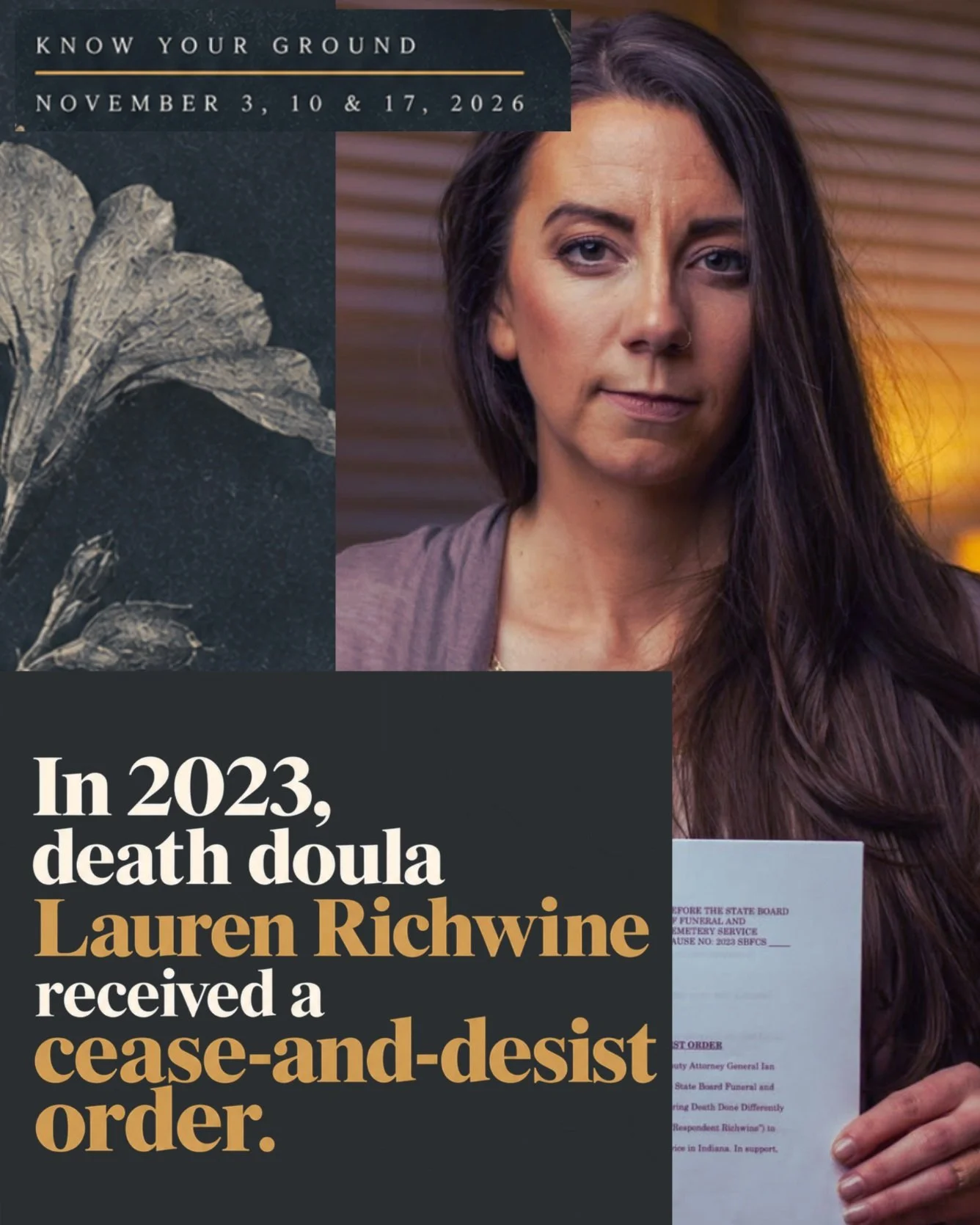 In 2023, Indiana death doula Lauren Richwine received a cease-and-desist order telling her she couldn't continue her work without becoming a licensed funeral director.

Rather than walk away, Lauren challenged the state with the help of the Institute