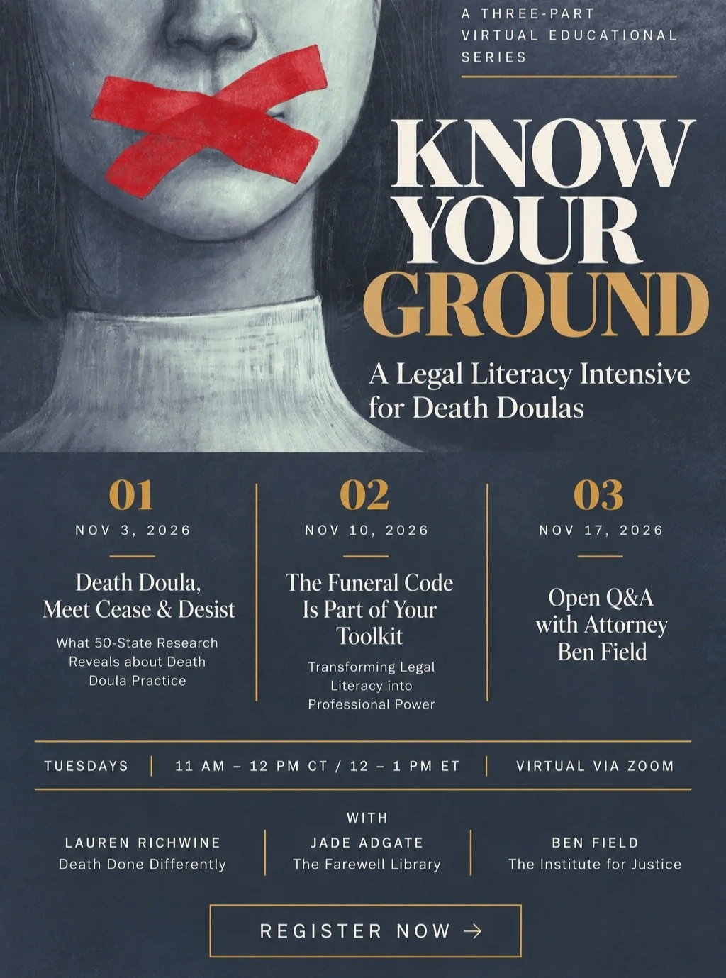 ONE WEEK UNTIL WE KNOW OUR GROUND.

What happens when the people who care for the dying and the dead are told they don't have the right to do so?

And perhaps more importantly, who gets to decide?

In just one week, we're gathering for Know Your Grou