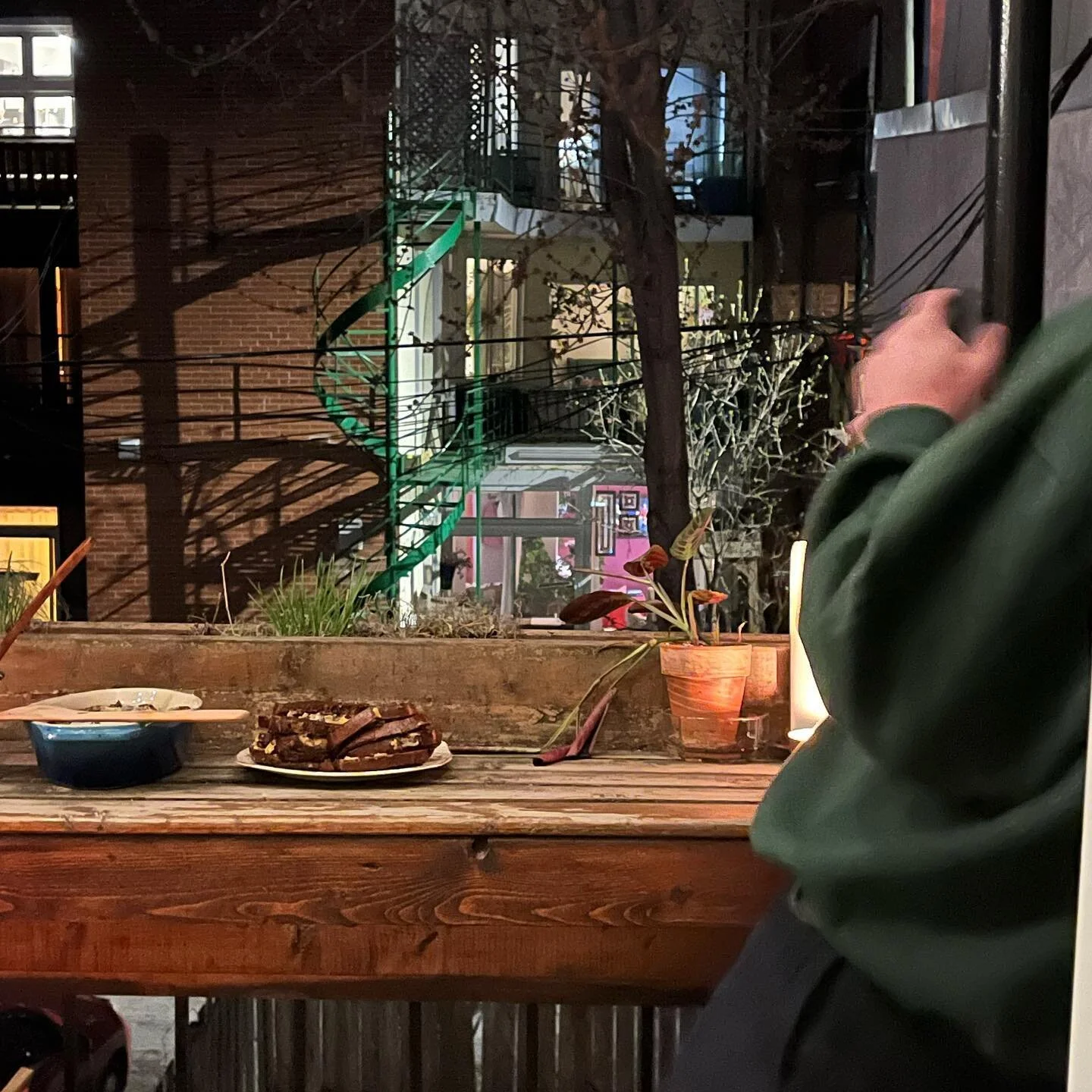 Altar of dinner on the balcony of a summer evening