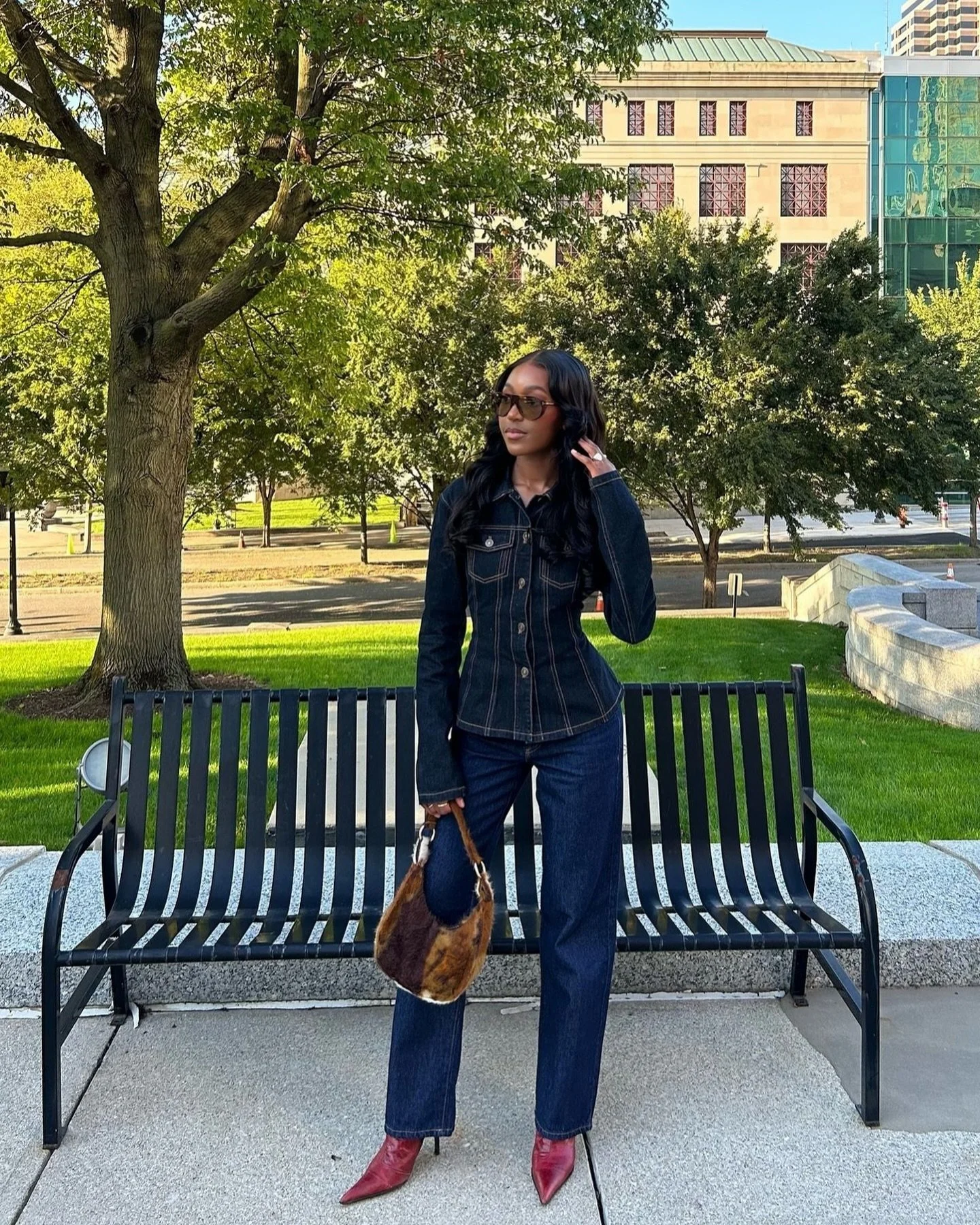 @brit_fits with the archived calico mini baguette bag ✰