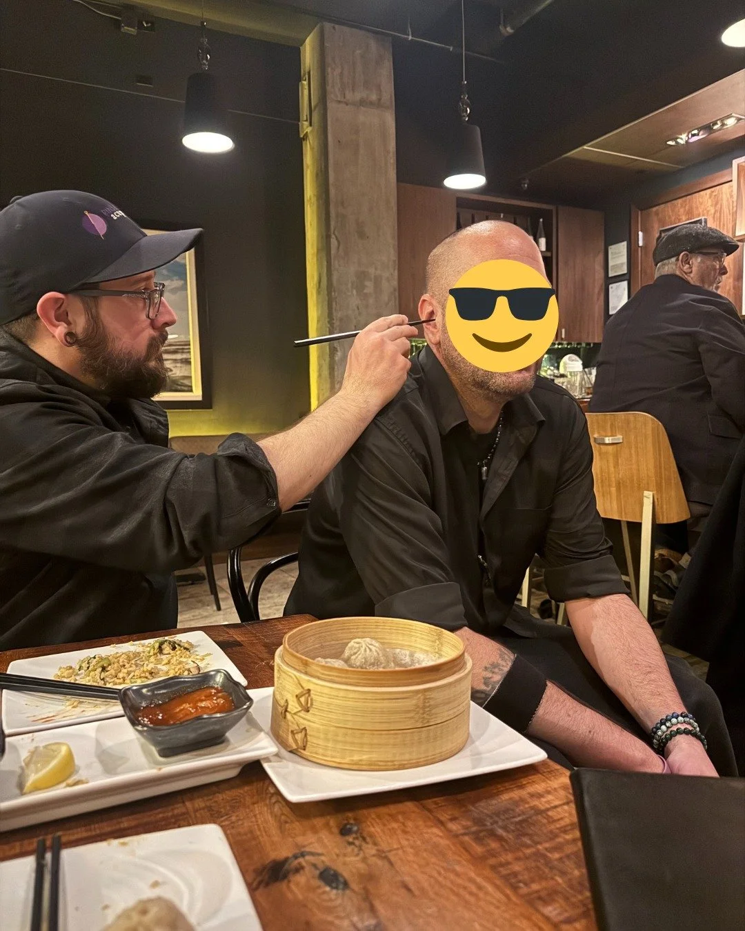 Only Holland would turn date night into a mini healing session!
This weekend, our server mentioned he had a migraine, and before I knew it, Holland was using a (clean) chopstick to stimulate Point 0 on his ear. Five deep breaths later, the server loo