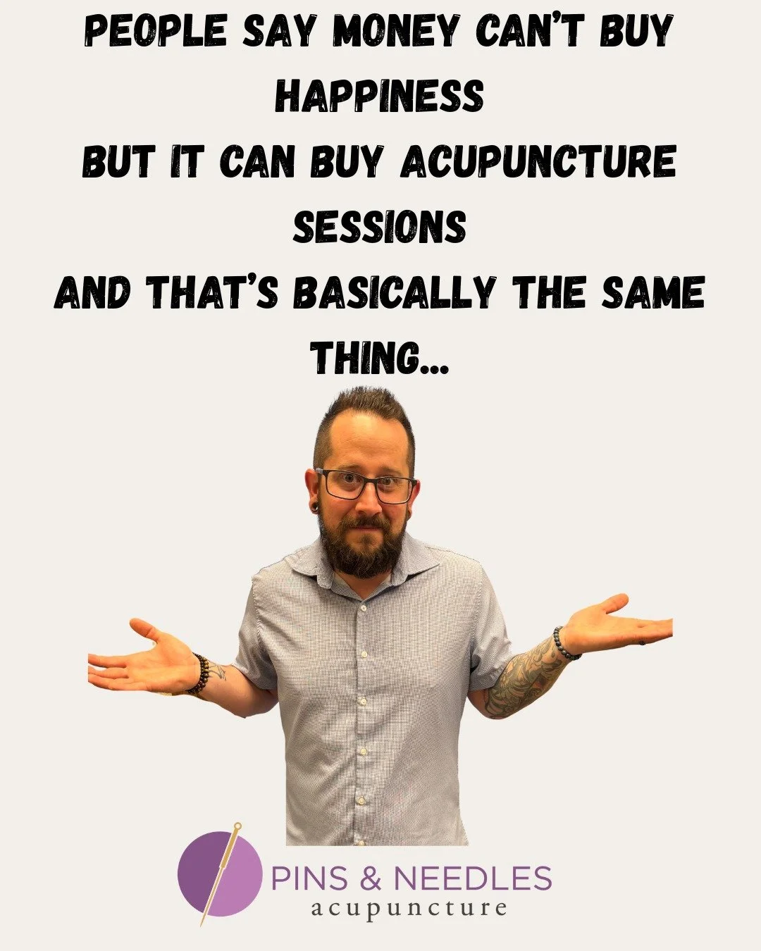 Looking to buy happiness? Try booking acupuncture sessions instead... It's WAY cooler and will naturally release endorphins that will make you happy!