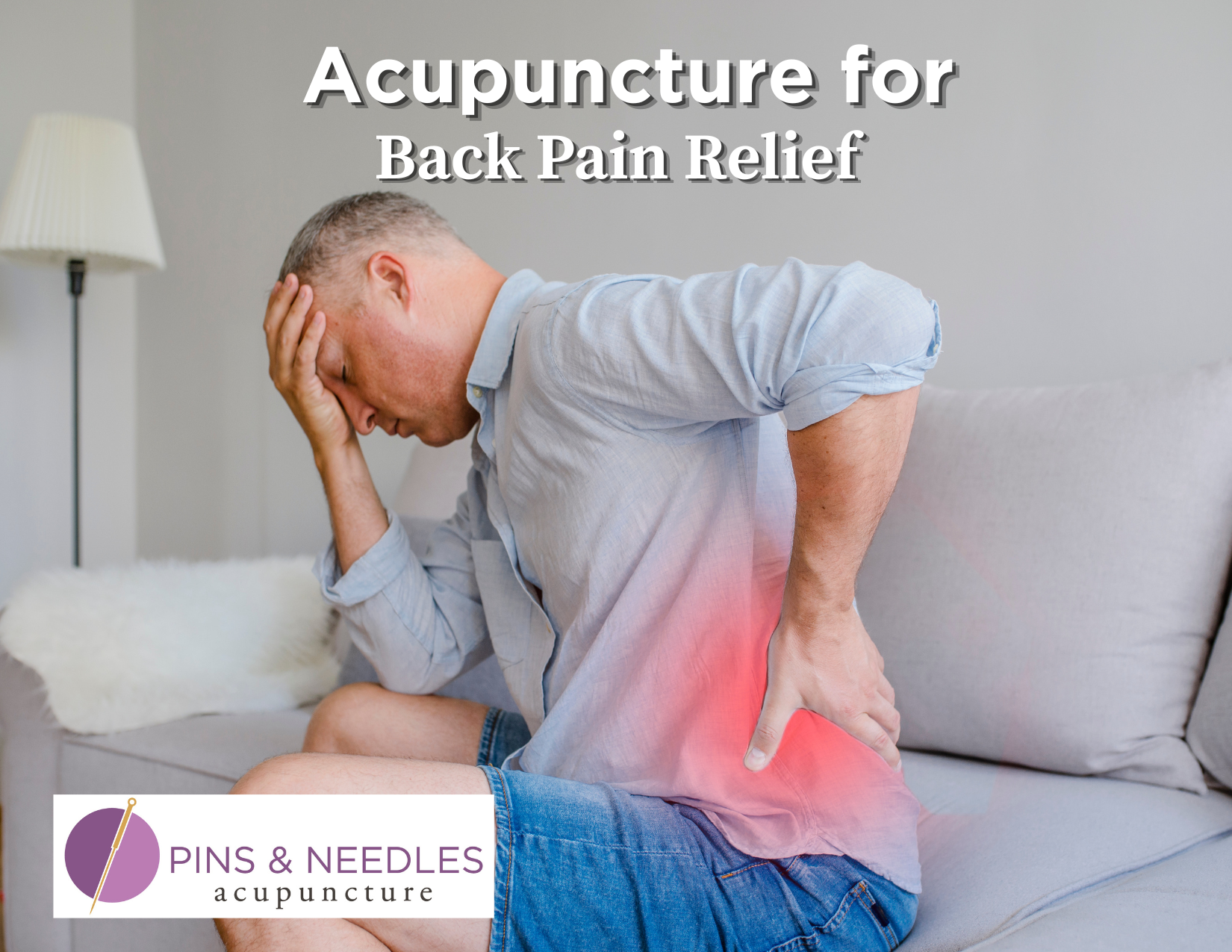 Man with back pain on couch