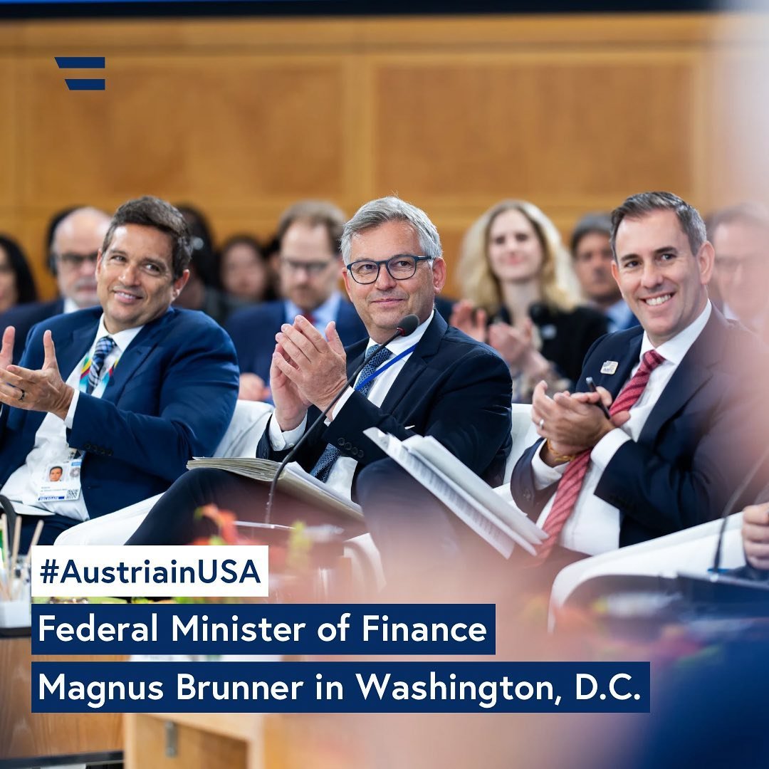 Letzte Woche nahm der österreichische Bundesfinanzminister @brunner_magnus an der Frühjahrstagung des Internationalen Währungsfonds (@imf) und der @Weltbank in Washington, D.C. teil. Die Treffen standen ganz im Zeichen der globalen Wirtschaftsentwicklung, der internationalen