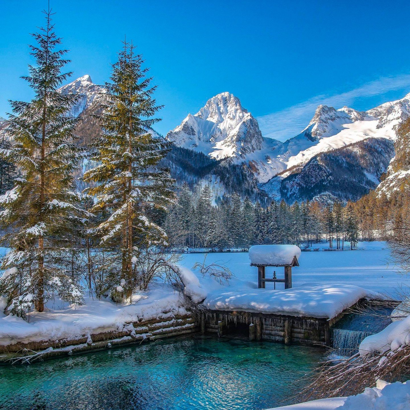 Schiederweiher in Hinterstoder mit der Spitzmauer und dem Großen Priel im Hintergrund