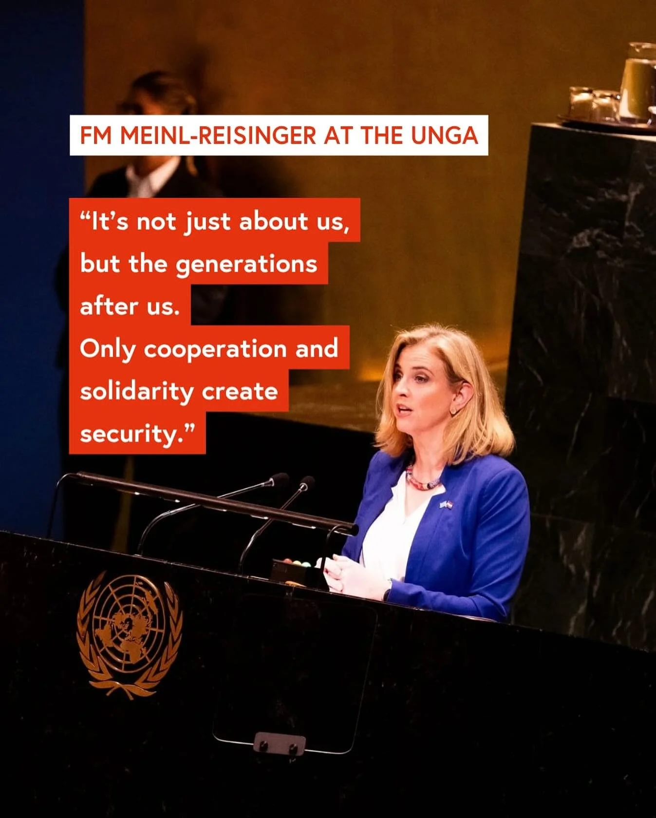 🌍 Foreign Minister Beate Meinl-Reisinger at the UN General Assembly in New York 🇺🇳🇦🇹✨

&ldquo;It&rsquo;s not just about us, but also about the generations after us!&rdquo; 

In her speech yesterday at the UN General Assembly, Foreign Minister Be
