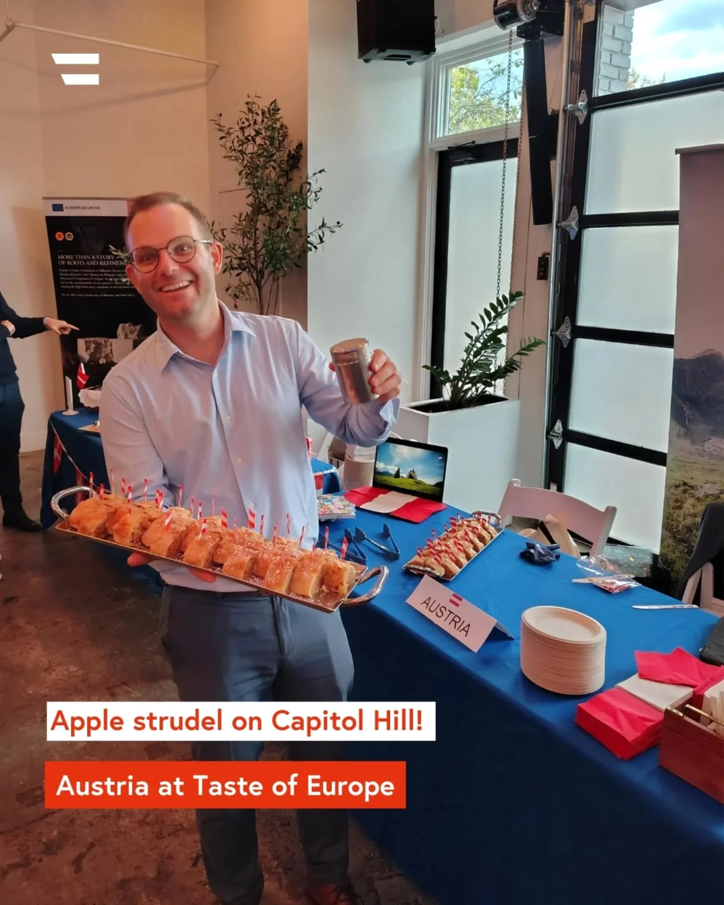 What a joy it was to take part in the annual #tasteofeurope 🇪🇺 event hosted by the EU Delegation to the USA!

Austria brought a timeless favorite to Capitol Hill - crispy, warm and perfectly sweet Apfelstrudel! 🥧

Thank you to everyone who stopped