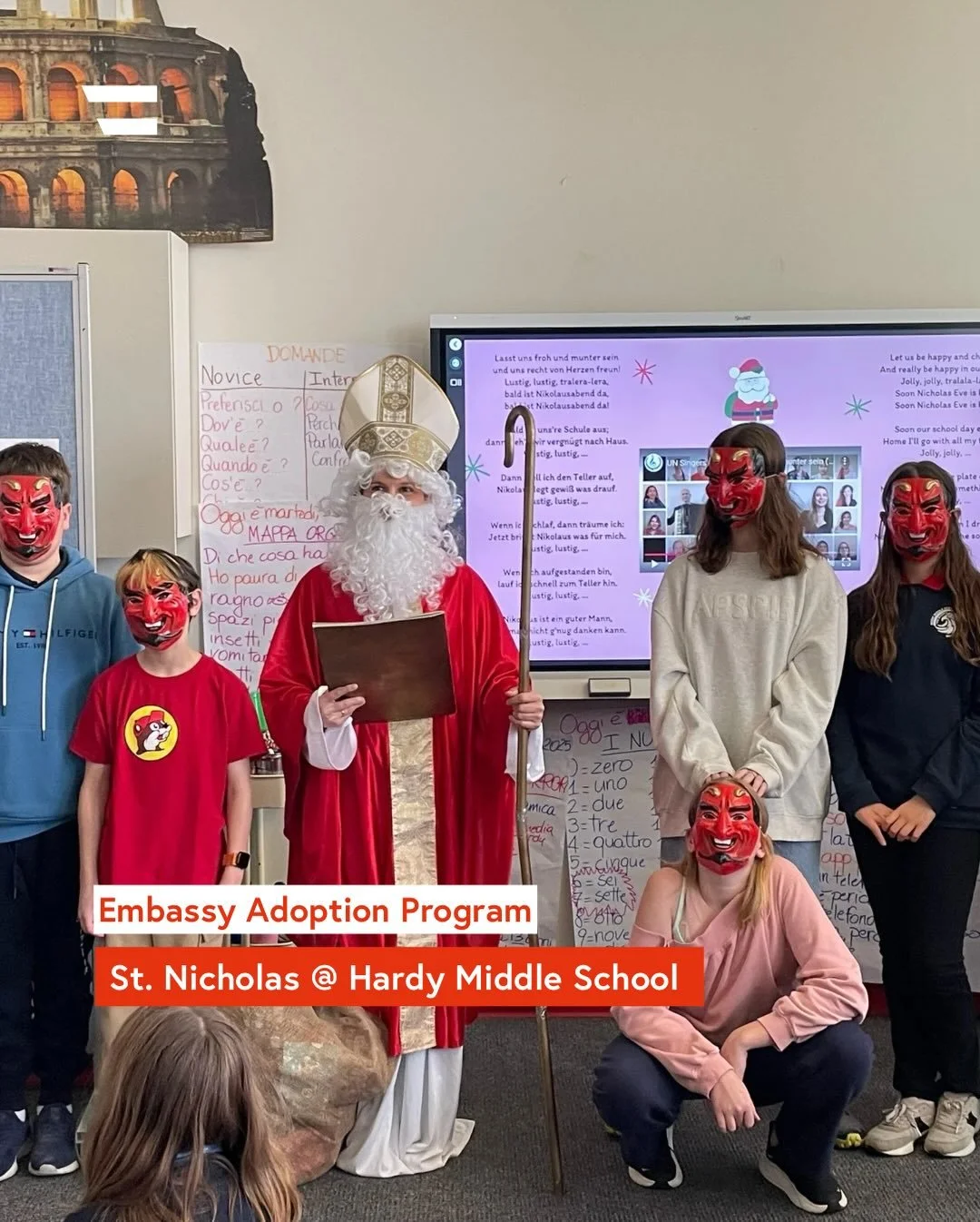 🇦🇹✨ Holiday traditions come alive!

As part of the Embassy Adoption Program, the Embassy of Austria had the pleasure of visiting Hardy Middle School to share one of our favorite pre-Christmas customs &mdash; the story of St. Nicholas and his festiv