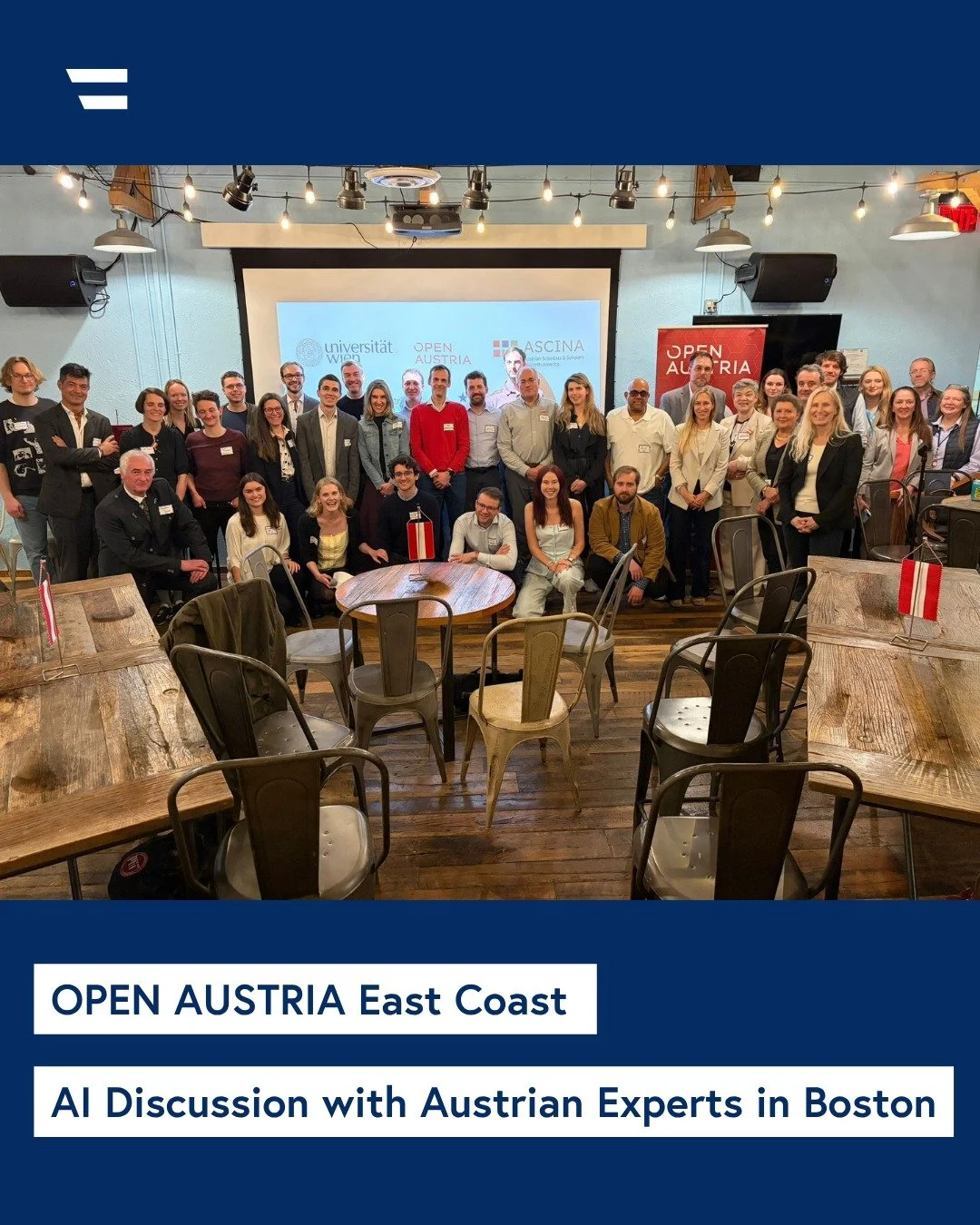 A Meeting of Minds: When Austrian Expertise Meets Boston&rsquo;s Ecosystem
 
@openaustria East Coast, together with ASciNA and the @alumni.uniwien, hosted a panel discussion and networking reception on 6 May at the Venture Caf&eacute; Cambridge @cicn
