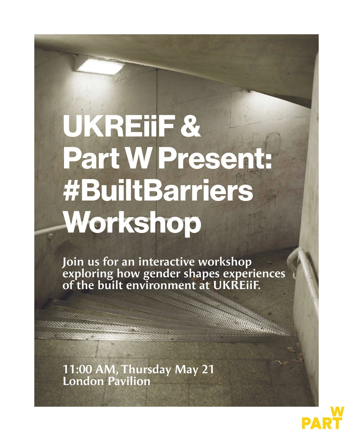 Will you be at UKREiiF next month?

We&rsquo;re excited to be hosting our first session at UKREiiF and we&rsquo;d love to see you there.

BUILT BARRIERS: Workshop unpicking gender barriers in the built environment
📍 London Pavilion
🗓 Thursday 21 Ma