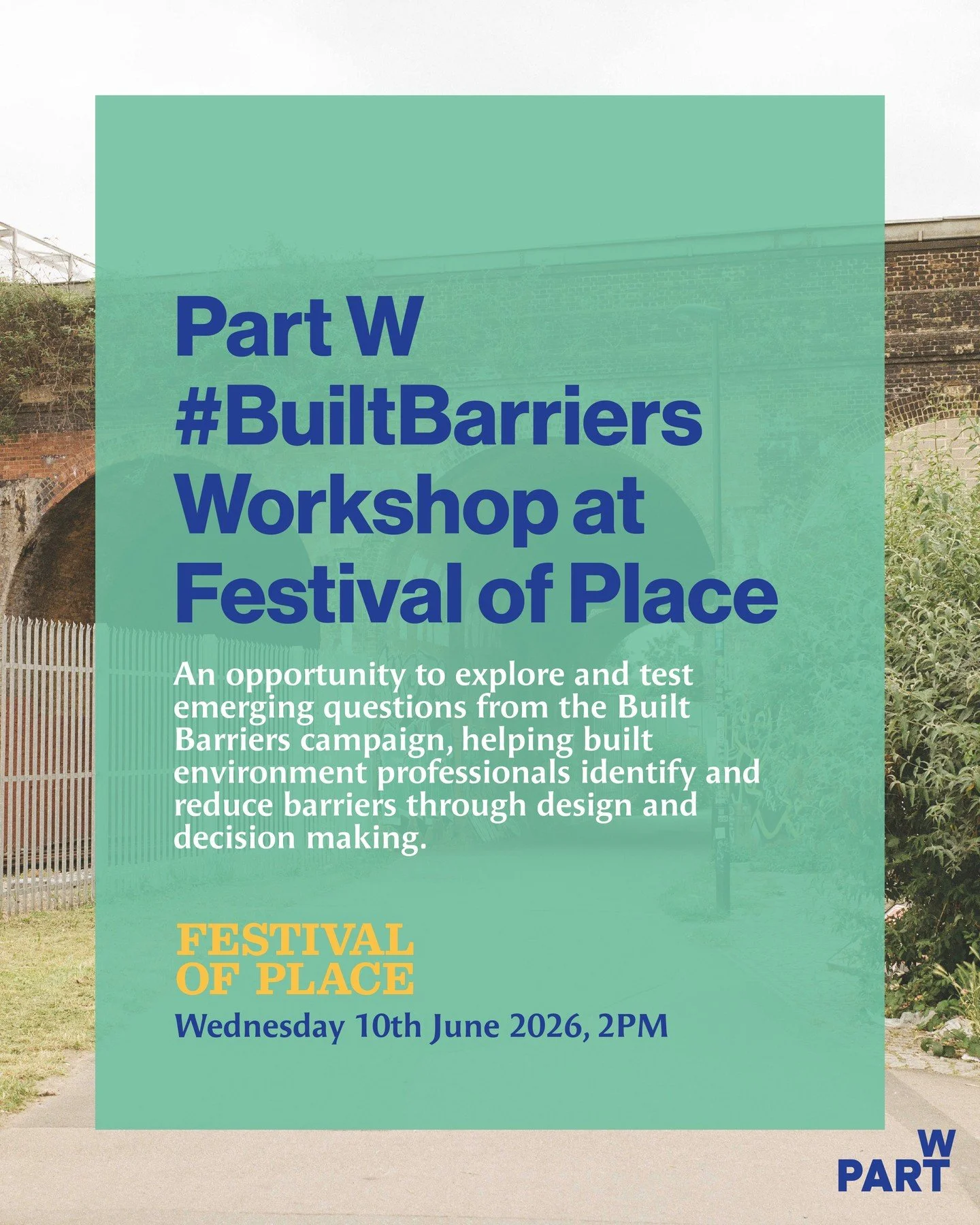 Are you attending @festivalofplace next month?

Come and say hello at our next Built Barriers workshop!

Part W will be hosting an interactive session exploring how gender shapes experiences of the built environment - and how we can begin designing m
