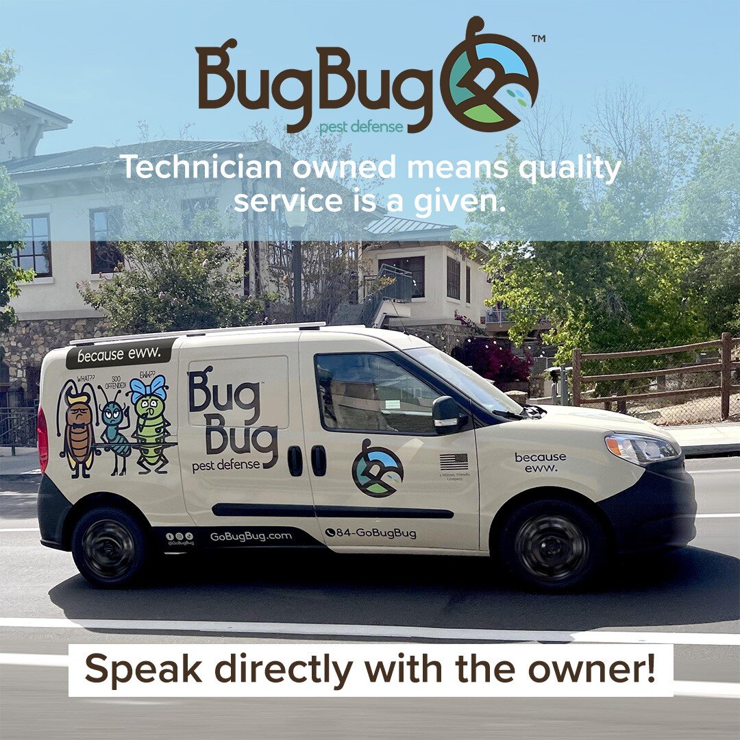 BugBug Pest Defense is a new kind of pest control company. We are technician owned, which means we have vested interest in our routes.

Our technicians are knowledgeable, experienced, licensed, bonded, and insured.

Technician owned means quality ser