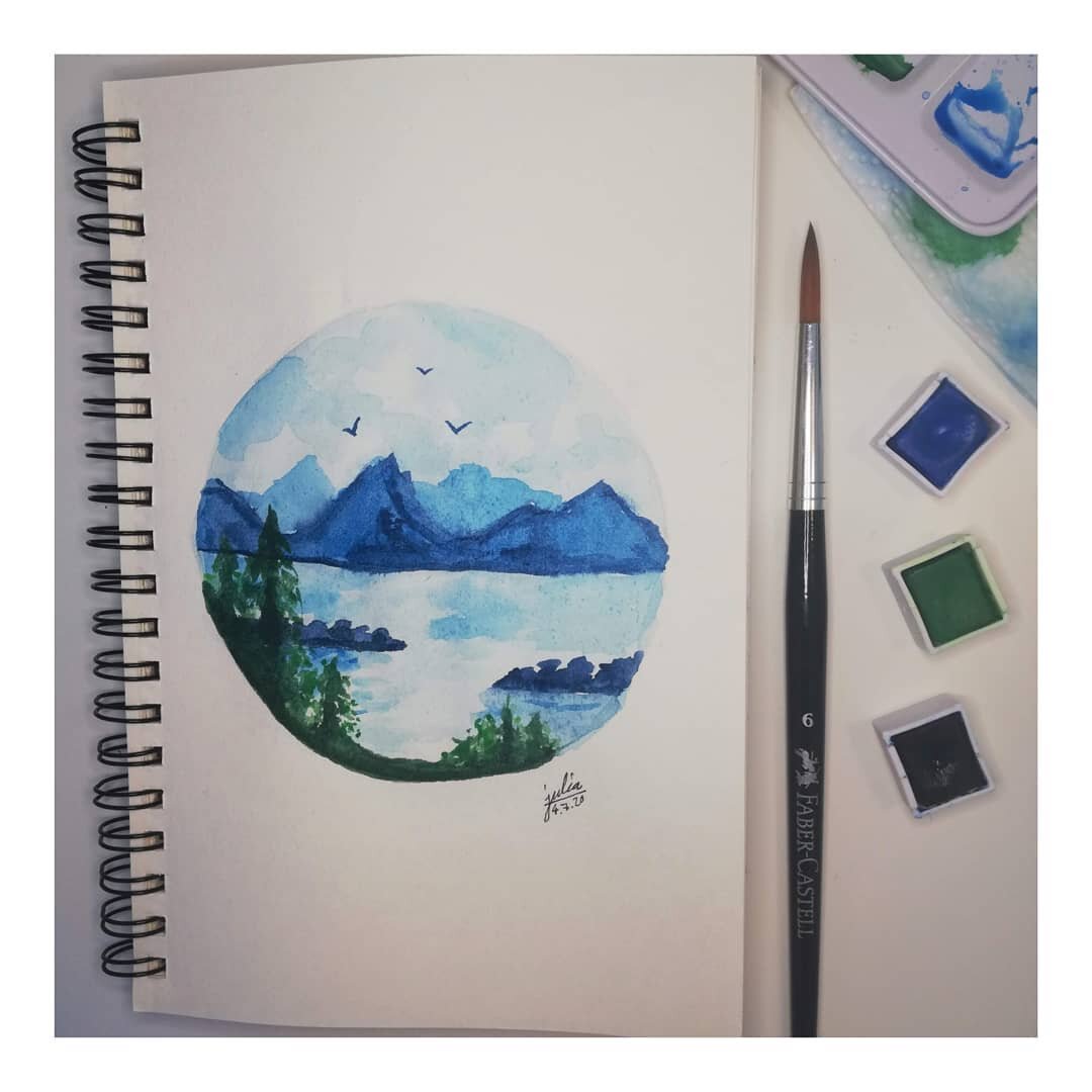 .
. #aquarelle #blue #mountain #fabercastell #pencil #art #paint #selberzeichnet #small #circle #watercolor #painting #sky #watercolorillustration