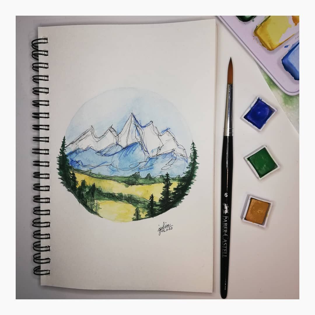 .
. #aquarelle #blue #mountain #fabercastell #pencil #art #paint #selberzeichnet #small #circle #watercolor #painting #sky #watercolorillustration