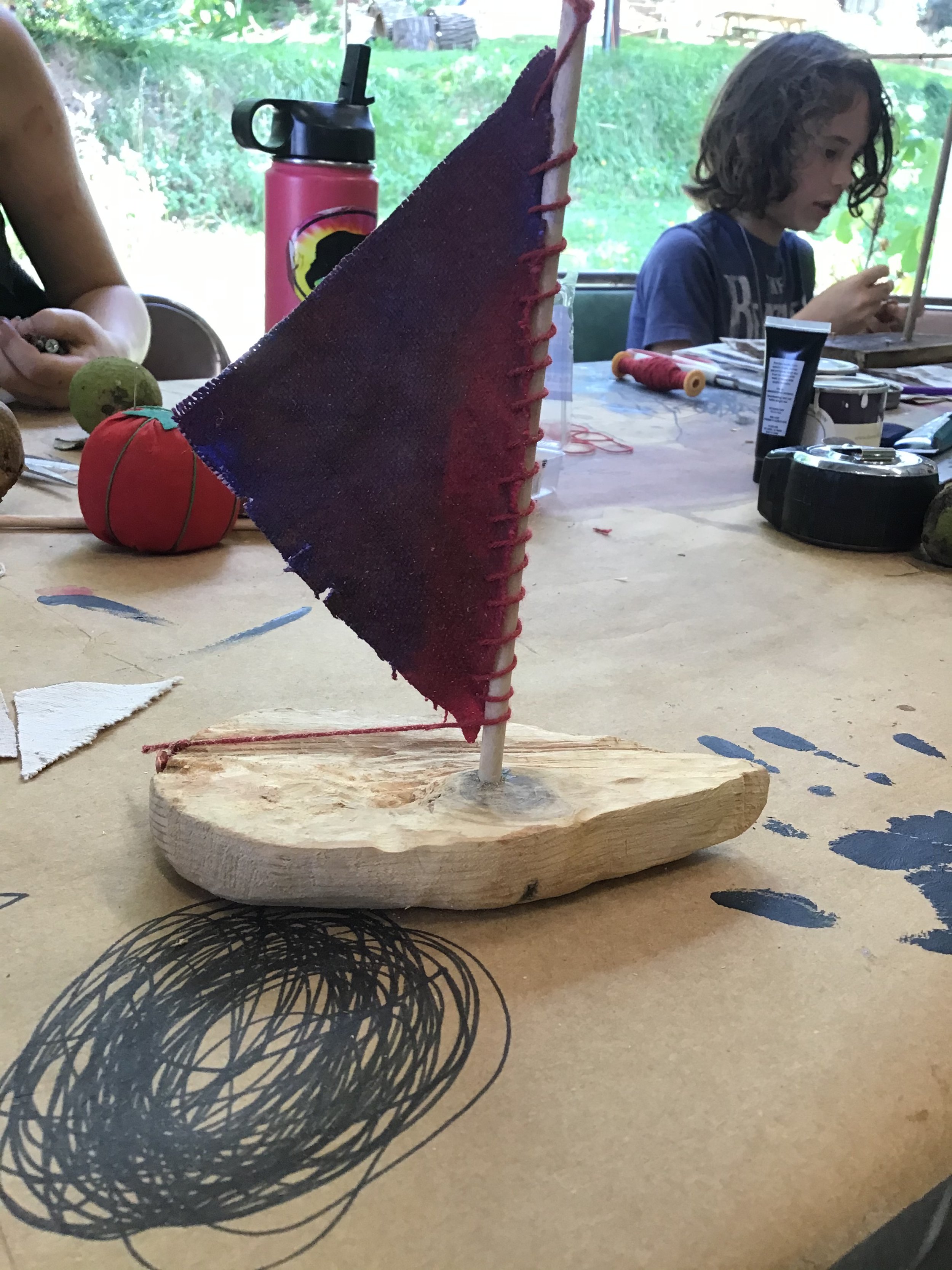 Boat made in carpentry workshop.