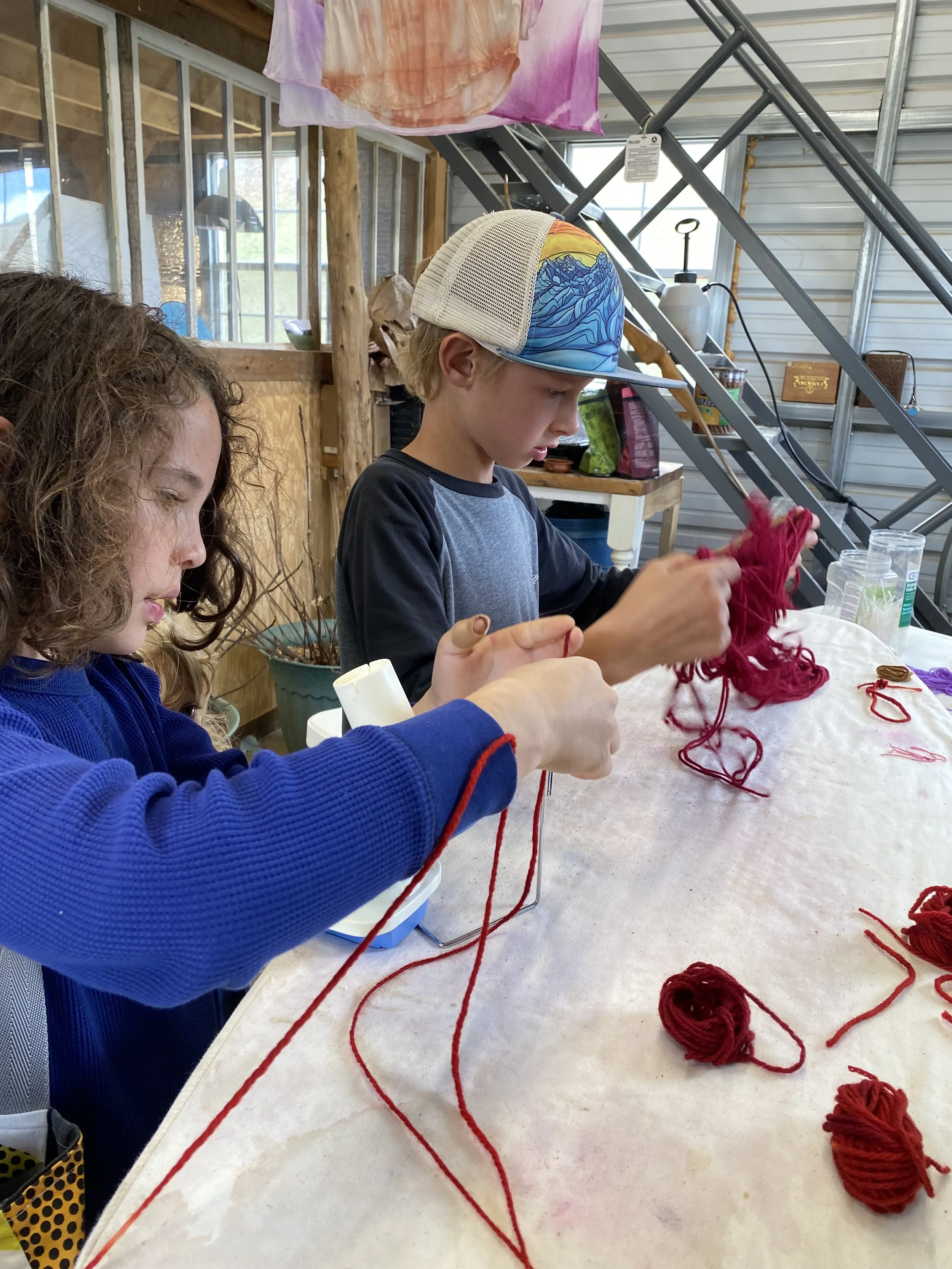 Natural Dye Workshop. Cochineal dyed yarn.