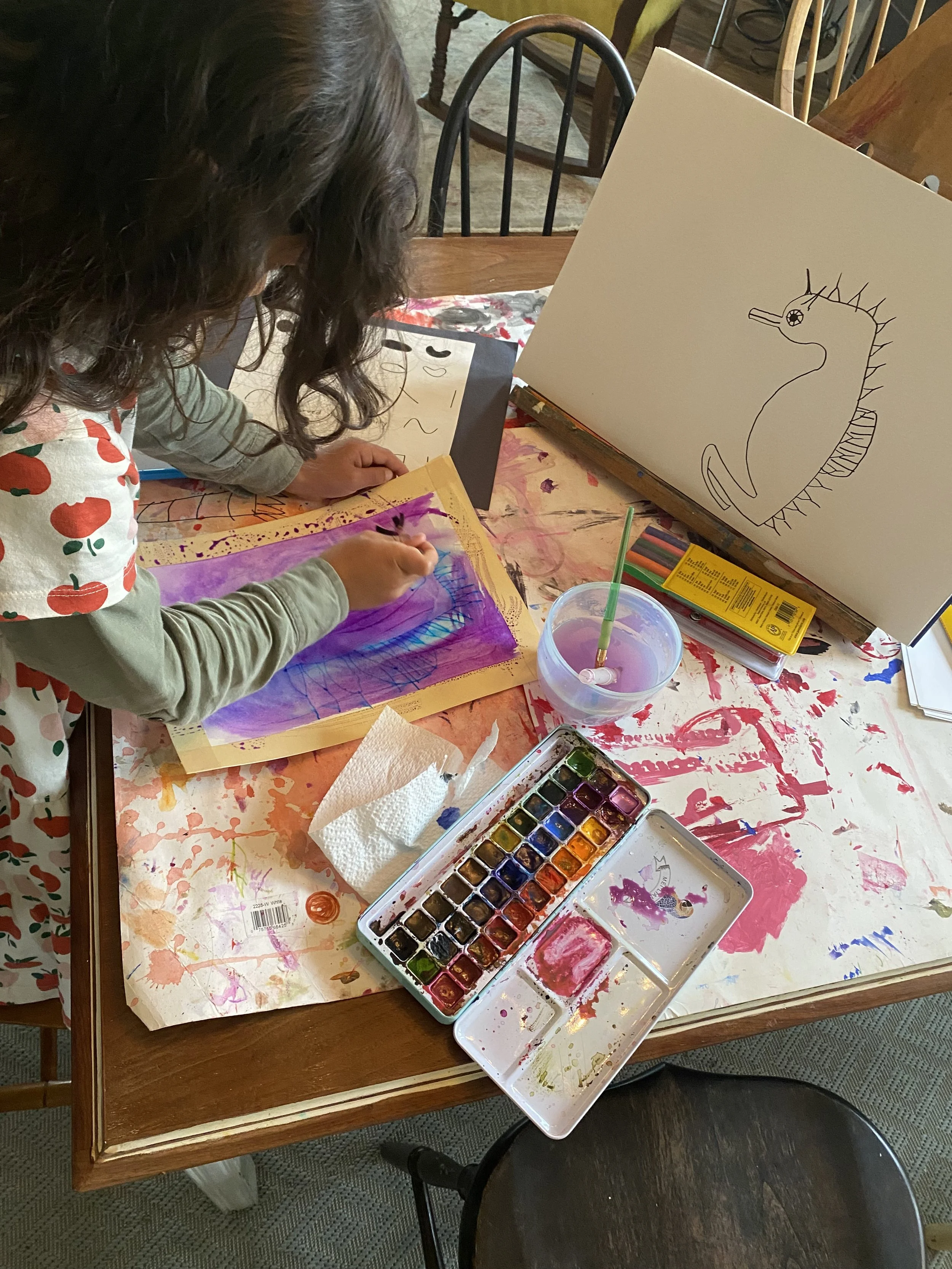 Monart method drawing lesson. watercolor