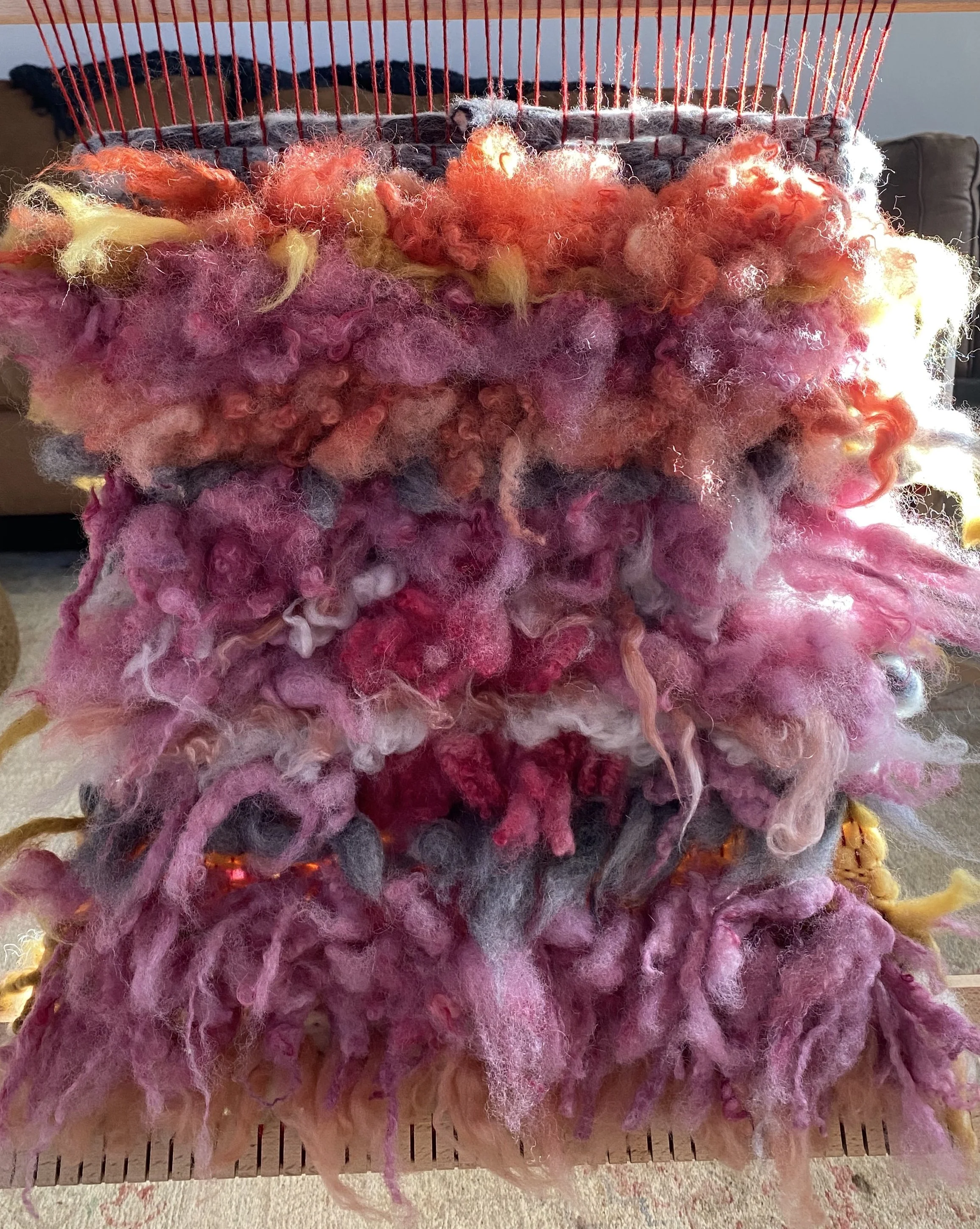 cochineal and madder root dyes. Navajo weaving technique. 