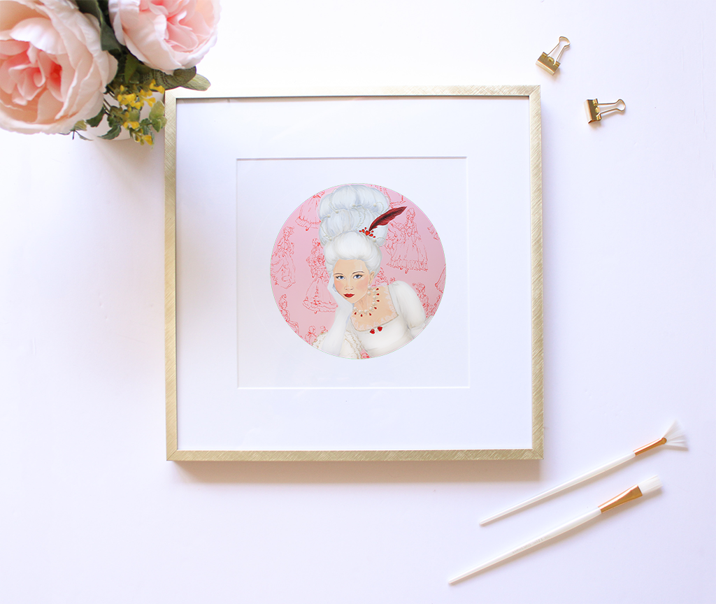 Marie Antoinette Red & Pink 8x8 inch Print
