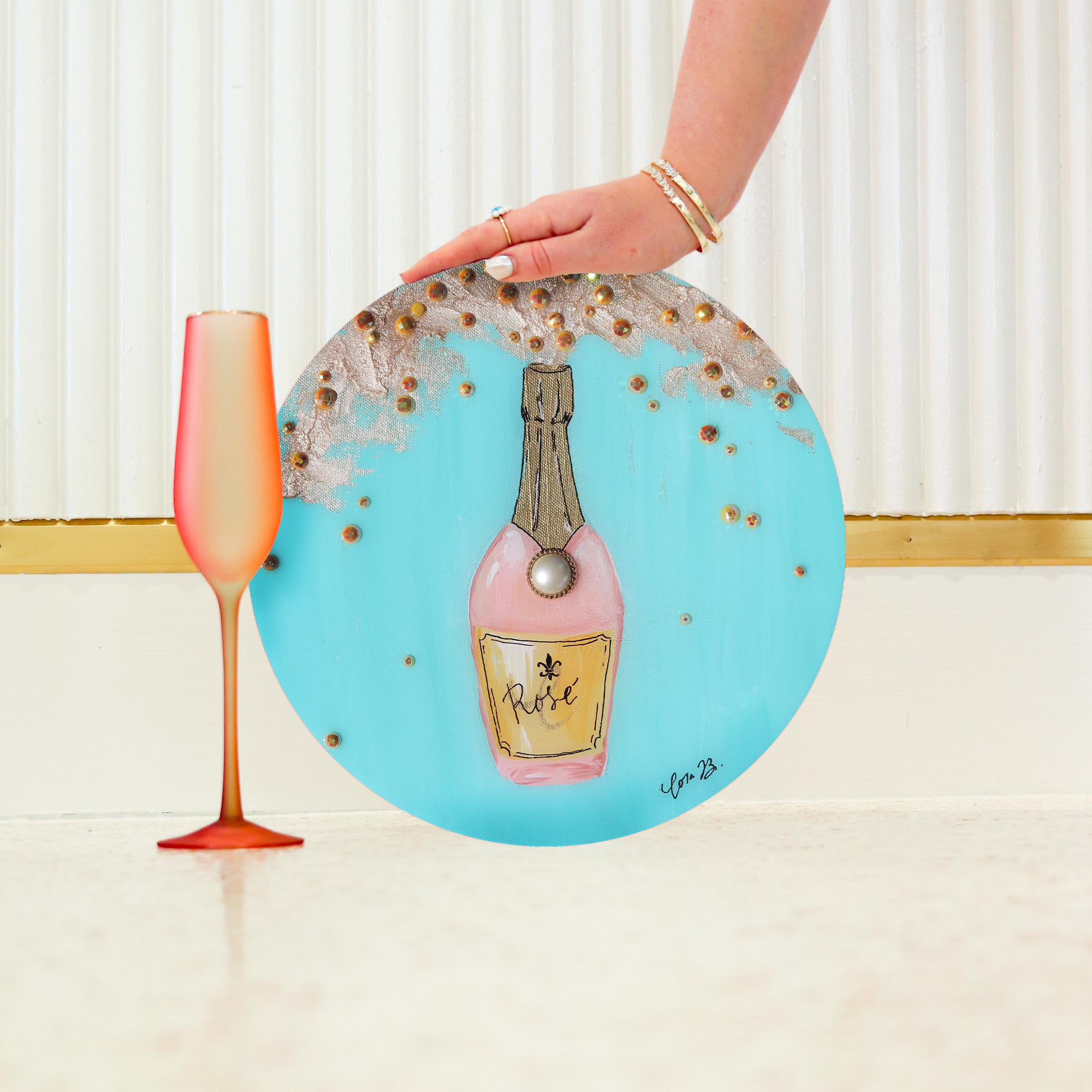 Sparkling in Blue & Peach - 12 inch