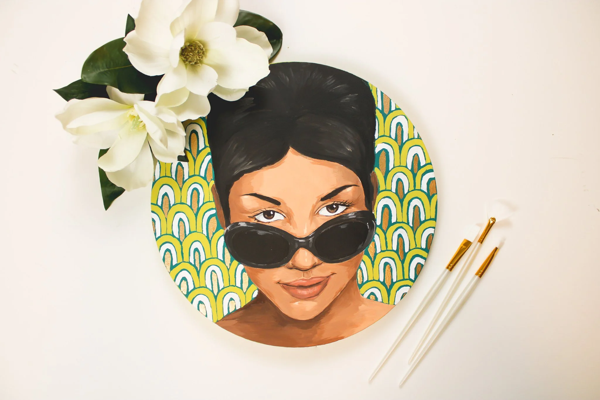 Aretha Franklin 12x12 Inch Round Canvas