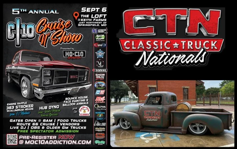 On the road to Springfield, MO for the C10 Cruise N’ Show Presented by MO C10 Addiction! See y’all at the show!