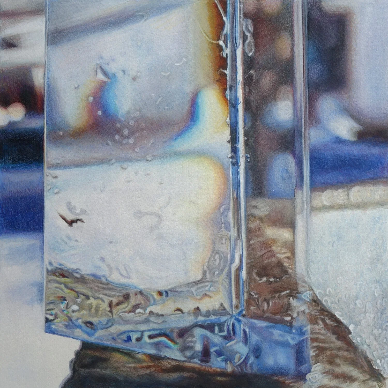 Winter, 12" x 12", watercolor/gouache/colored pencil, 2025