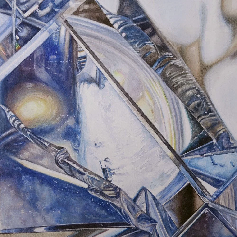 Canticle of Turning, 12" x 12", watercolor/gouache/colored pencil, 2026