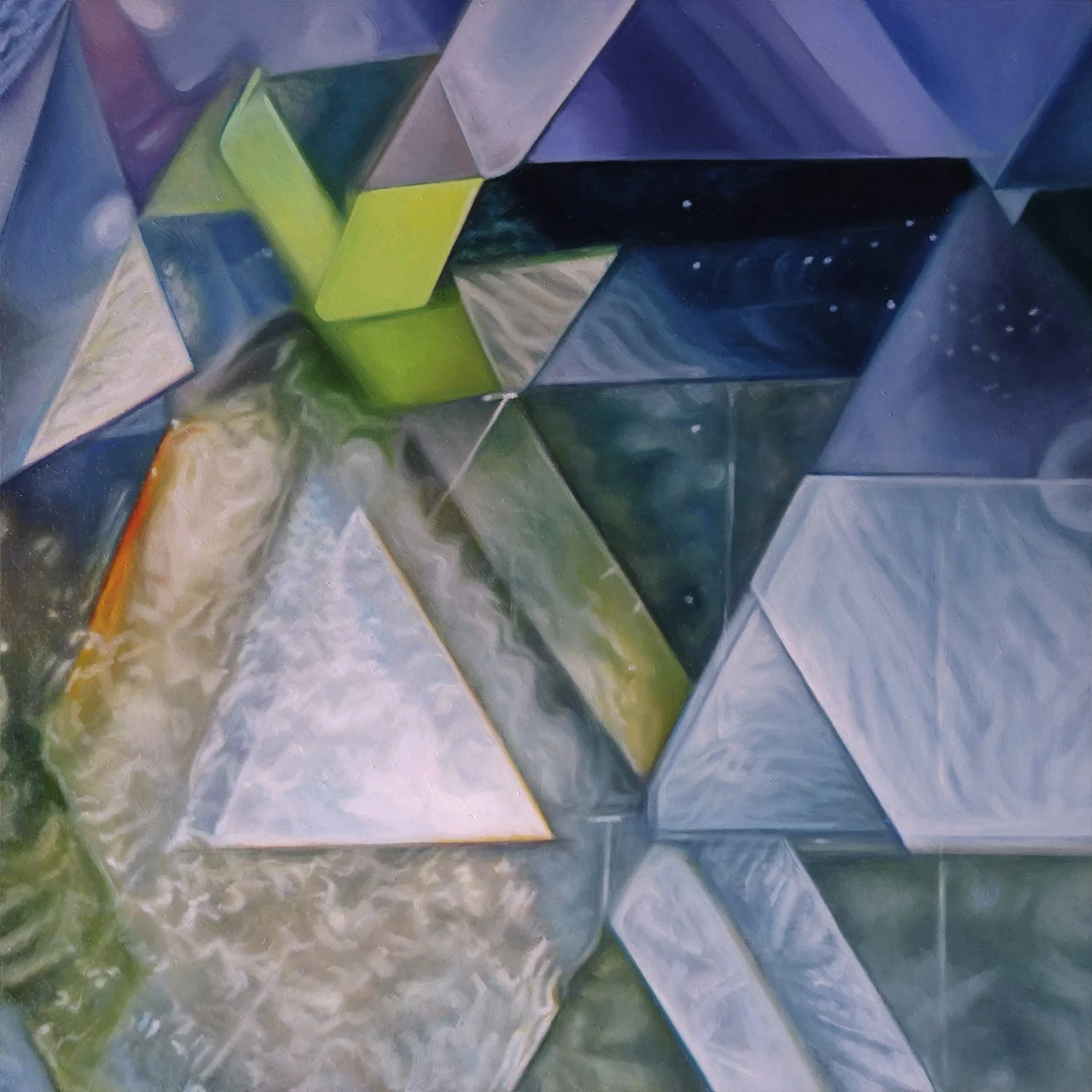 Prism Study #6, 12"x12", oil on cradled basswood panel, wired for hanging, $500