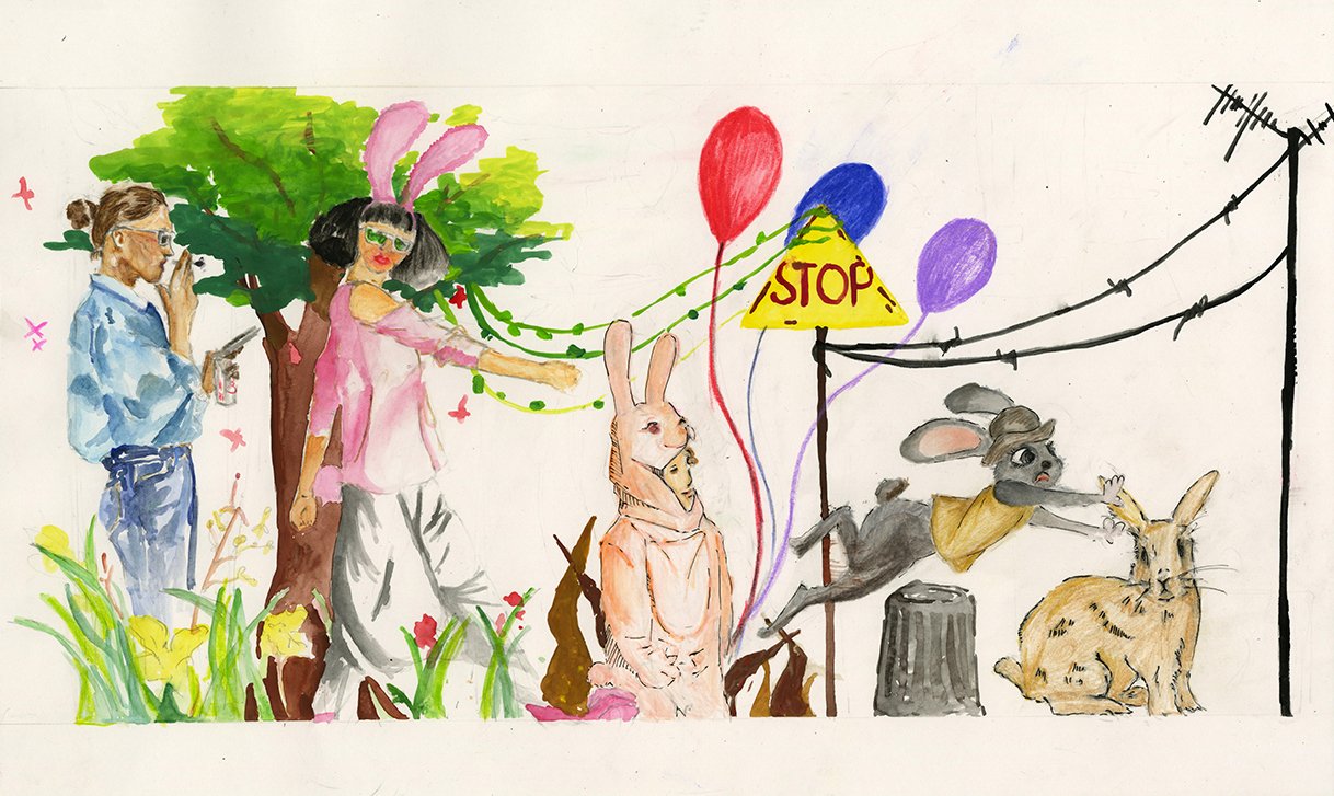 Rabbit-evolution, 2018, watercolor, color pencil and ink on paper.