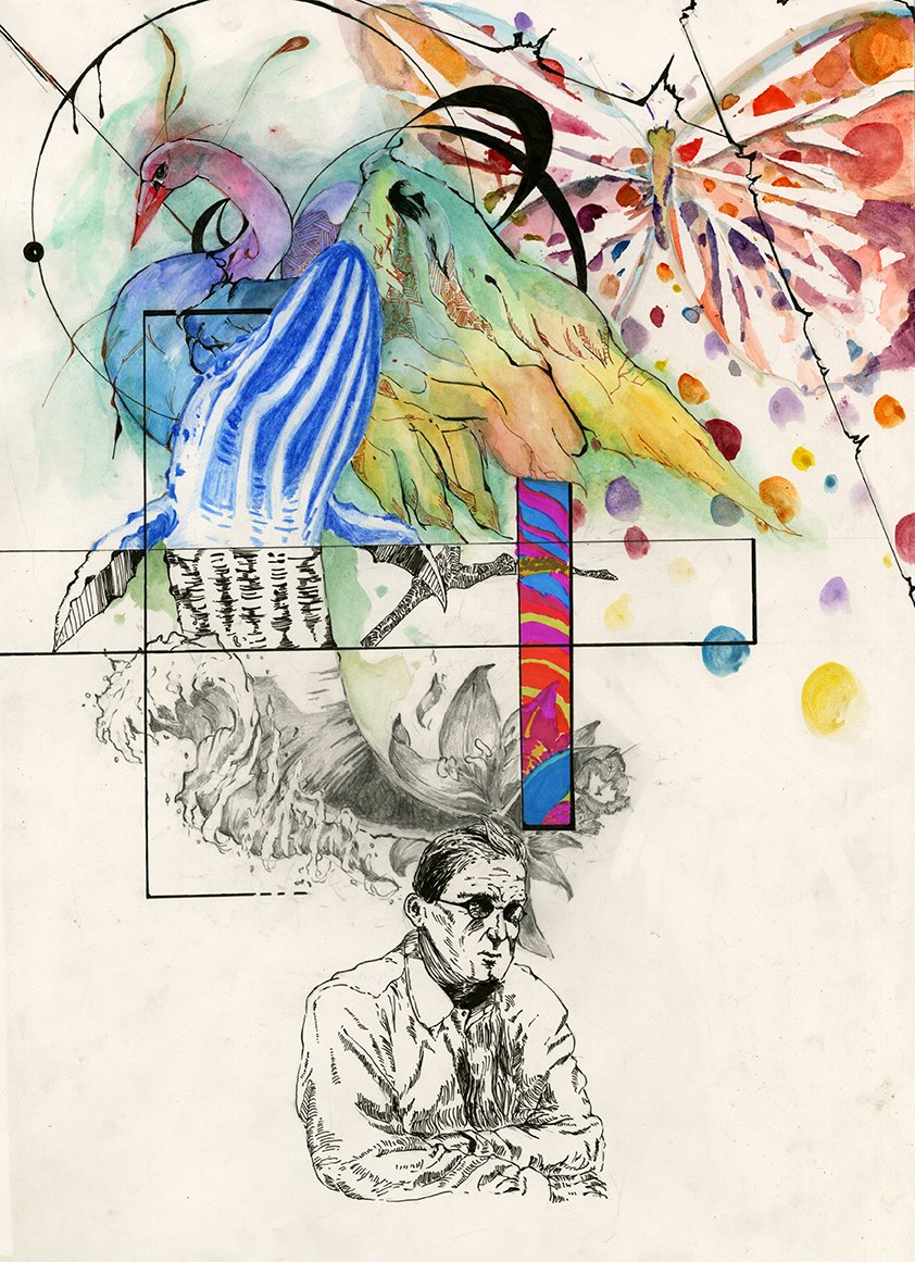 Day Dream, 2018, pencil, watercolor, color pencil, and marker on paper.