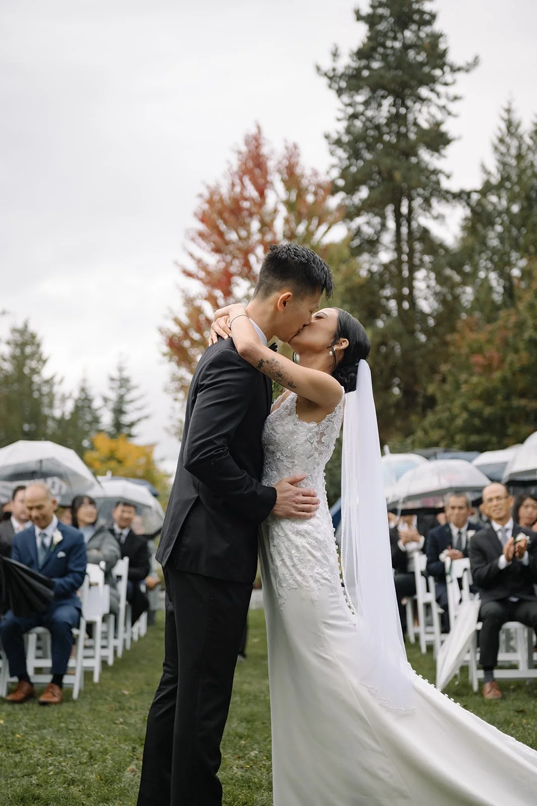 Vancouver Wedding Couple's First Kiss