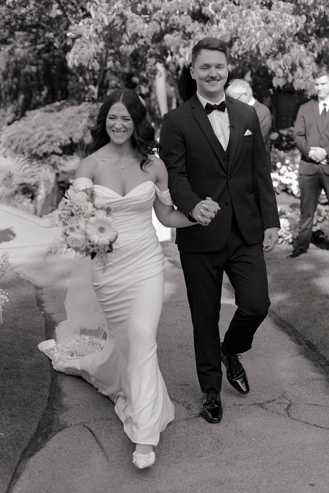 wedding couple excited after just getting married