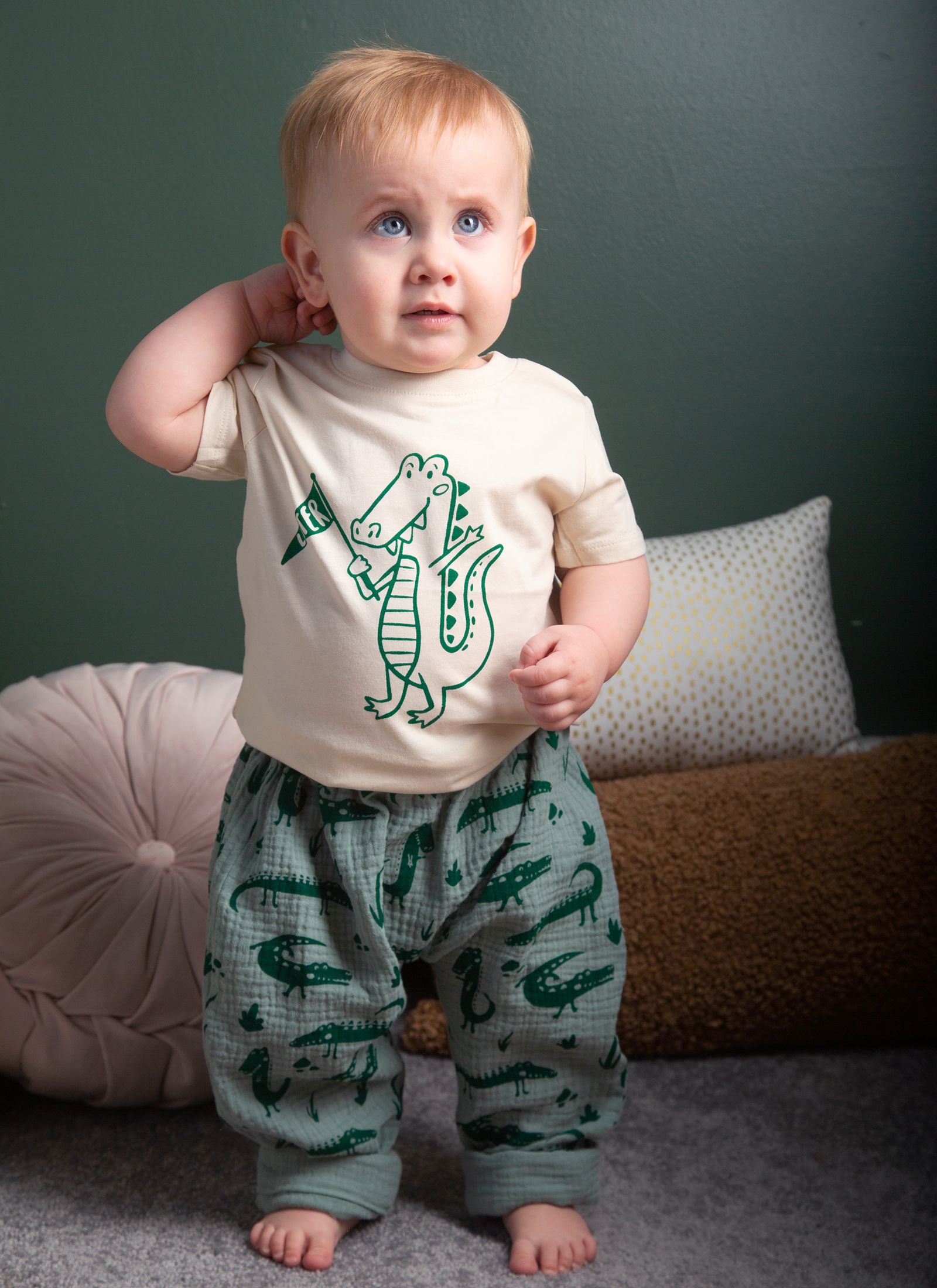 Alligator Print Toddler Boho Pants