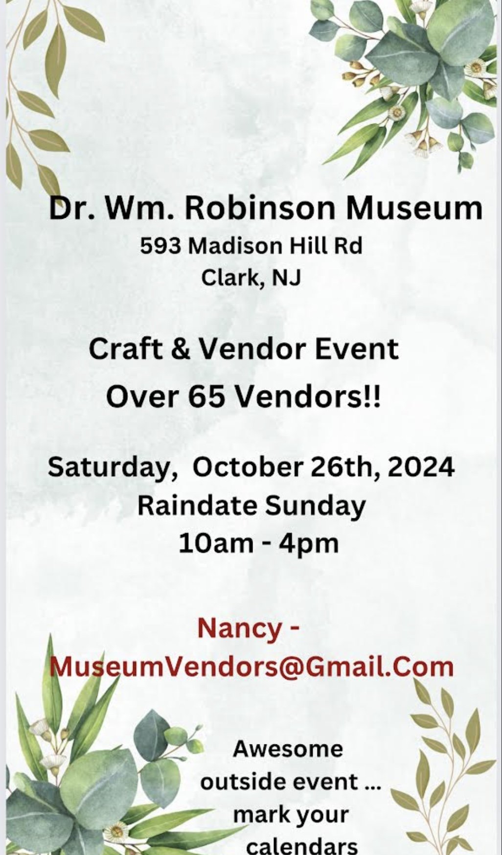 Dr. Wm. Robinson Museum Craft & Vendor Event