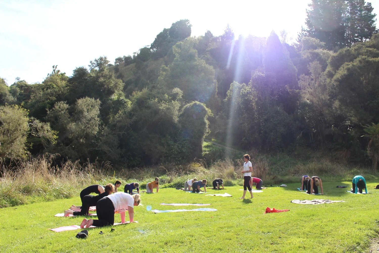 Yoga session at Makoura Lodge rural retreat