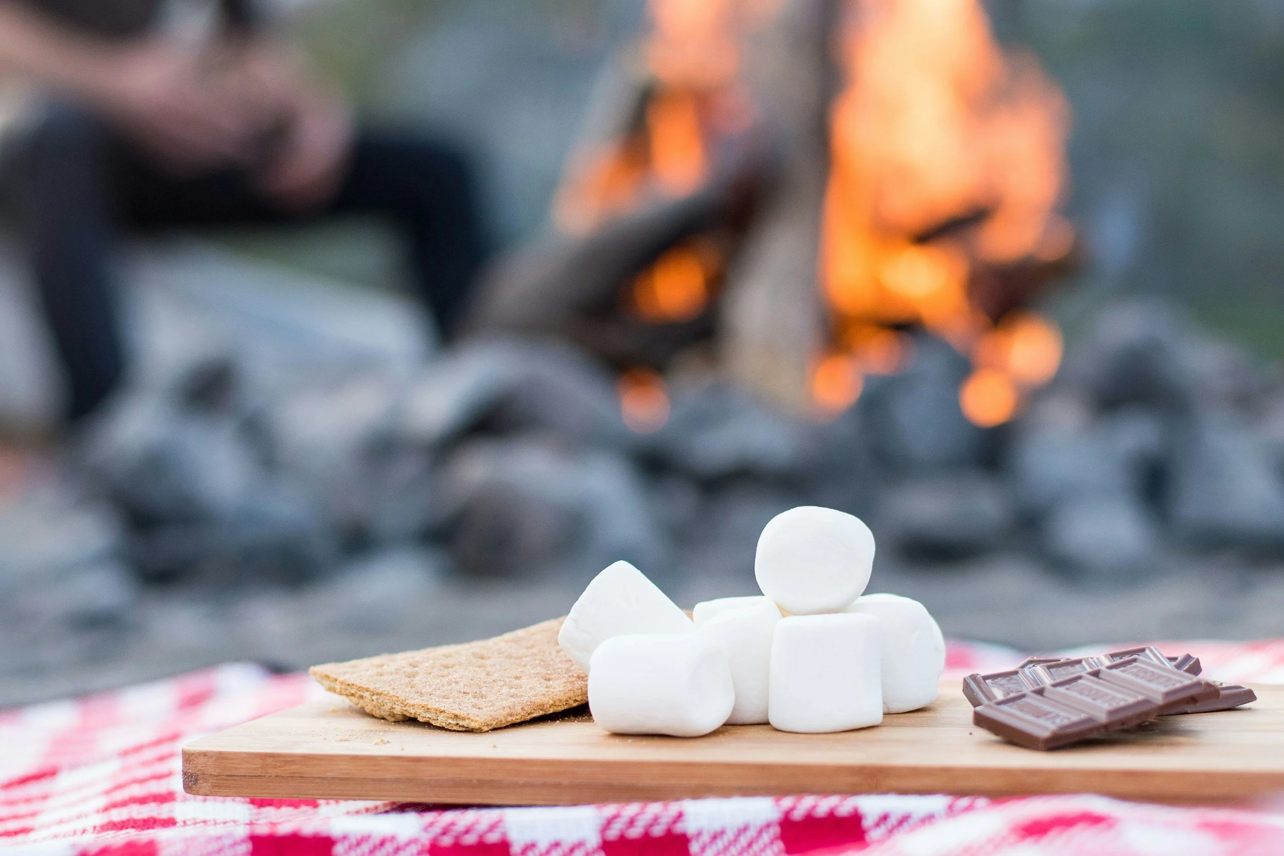 Smores in front of a campfire at Makoura Lodge Christmas party venue
